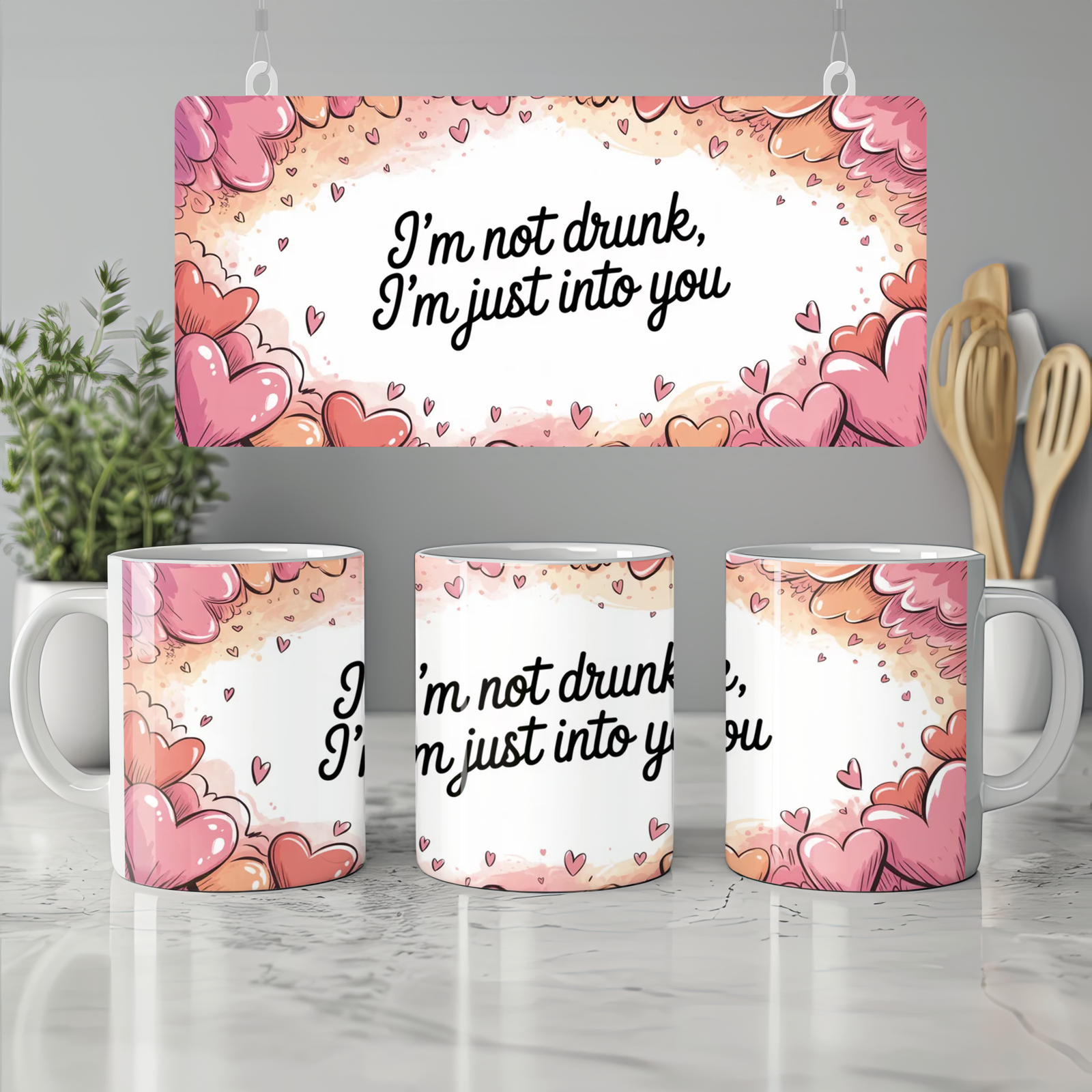 Funny Valentine's Day Mug | 'I'm Not Drunk, I'm Just Into You' Quote | Cheeky Anniversary Gift for Boyfriend or Girlfriend