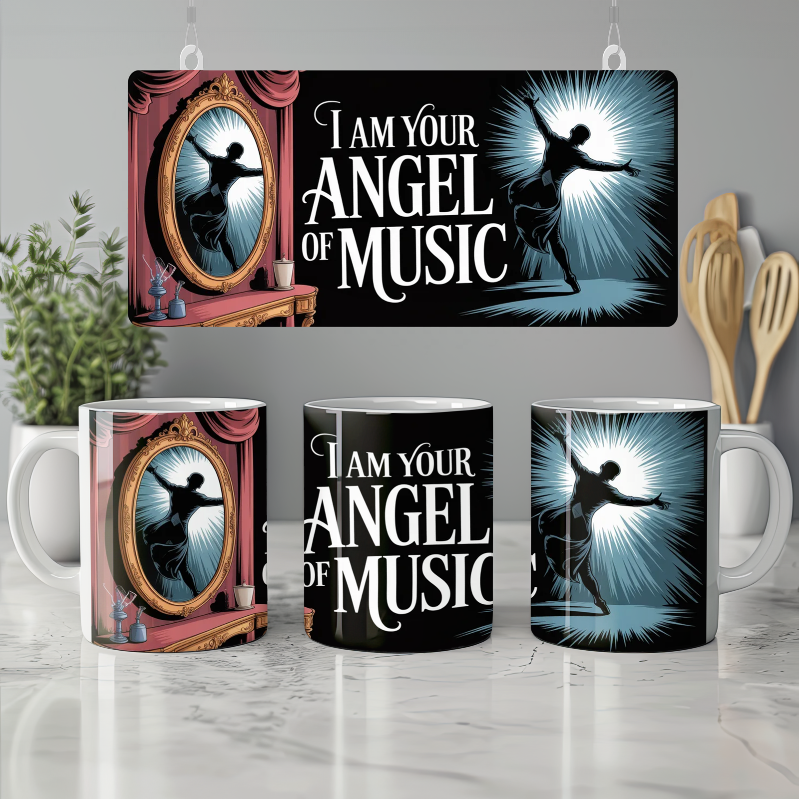 Phantom of the Opera Mug | Dressing Room Mirror Design | Musical Theatre Gift | West End Show Present