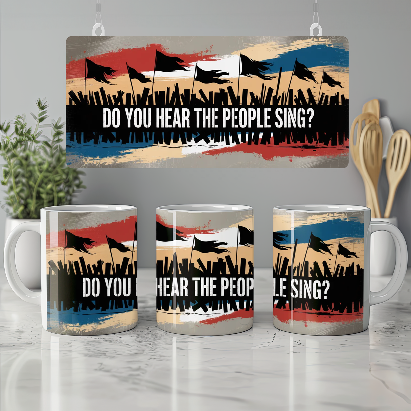 Musical Lyric Mug | Do You Hear the People Sing | Barricade Stencil Design for Theatre Fans