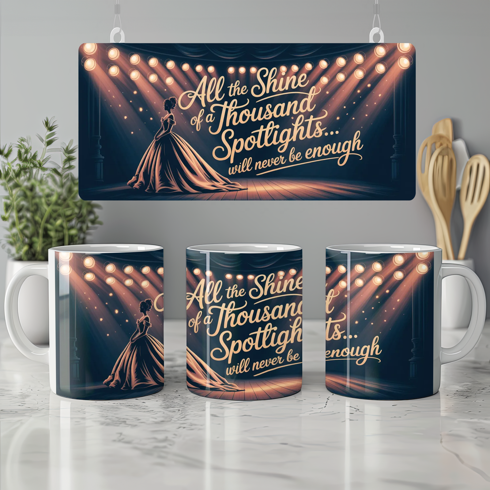 Greatest Showman Mug | Never Enough Quote | Musical Theatre Gift | Spotlight Ballgown Present for Her