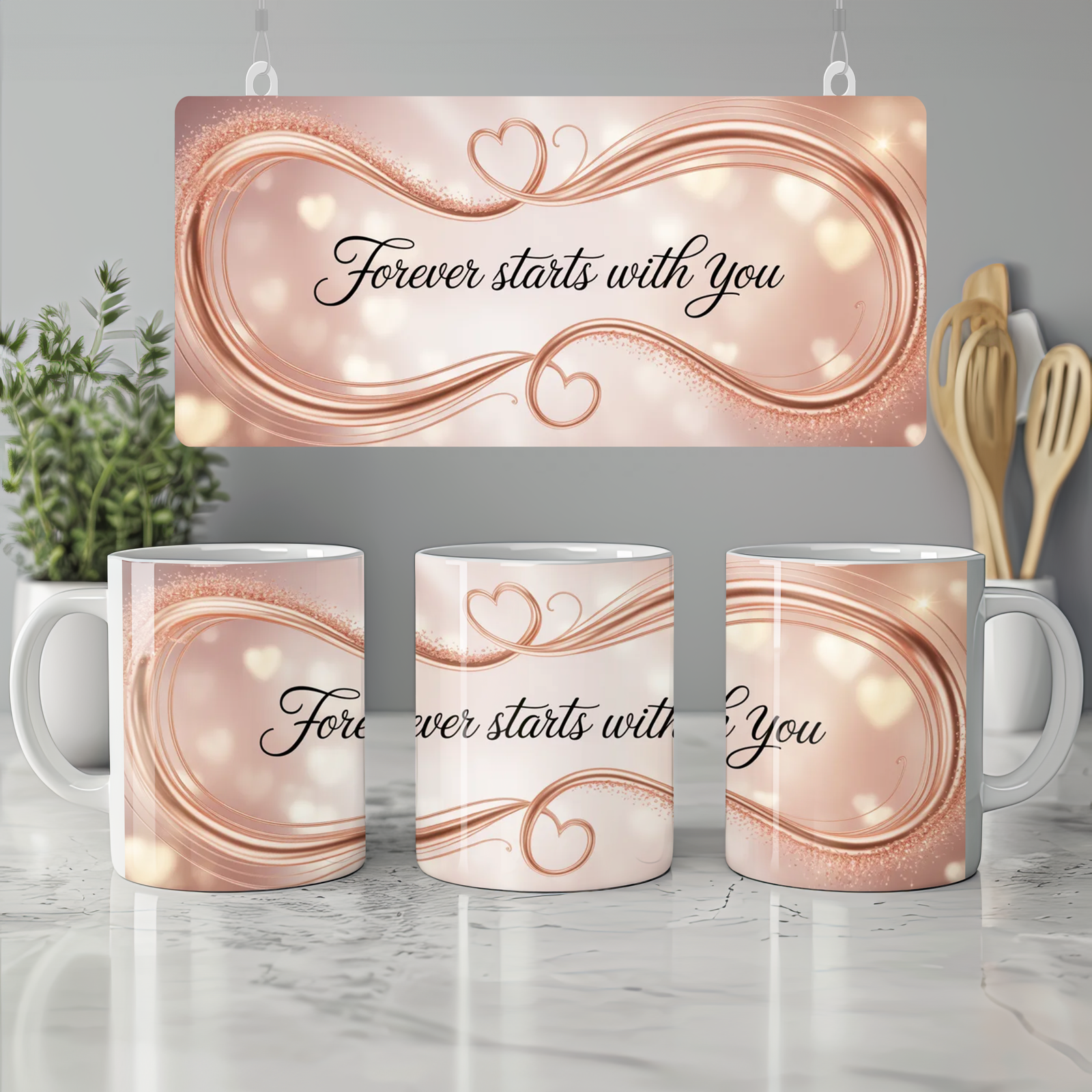 Valentine's Day Mug | Forever Starts With You Romantic Gift | Anniversary Mug for Husband or Wife | Couple Love Present