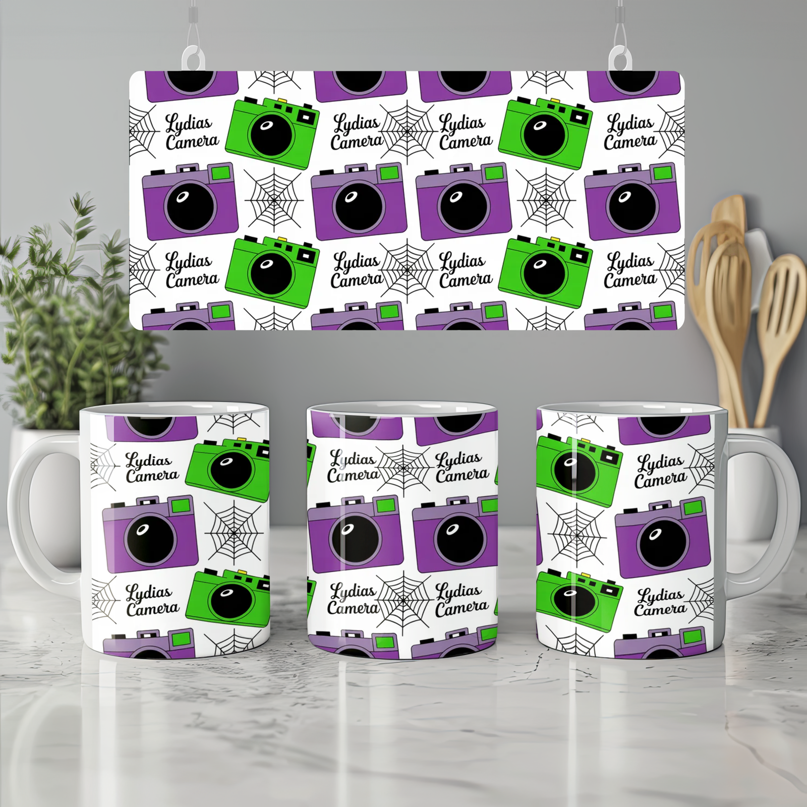 Beetlejuice Musical Mug | Lydia's Camera Gothic Pattern | Theatre Lover Gift | Halloween Birthday Present