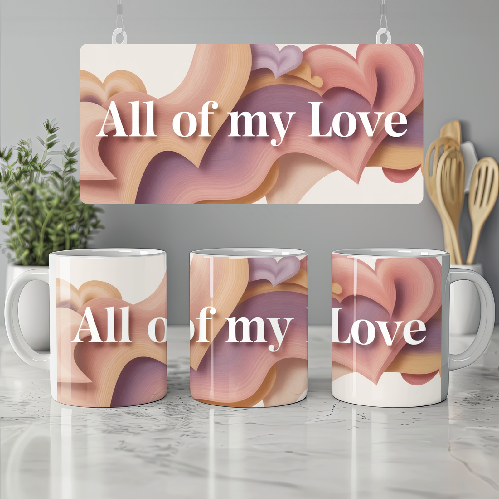 All Of My Love Mug | Valentine's Day Gift | Abstract Heart Anniversary Mug for Couples
