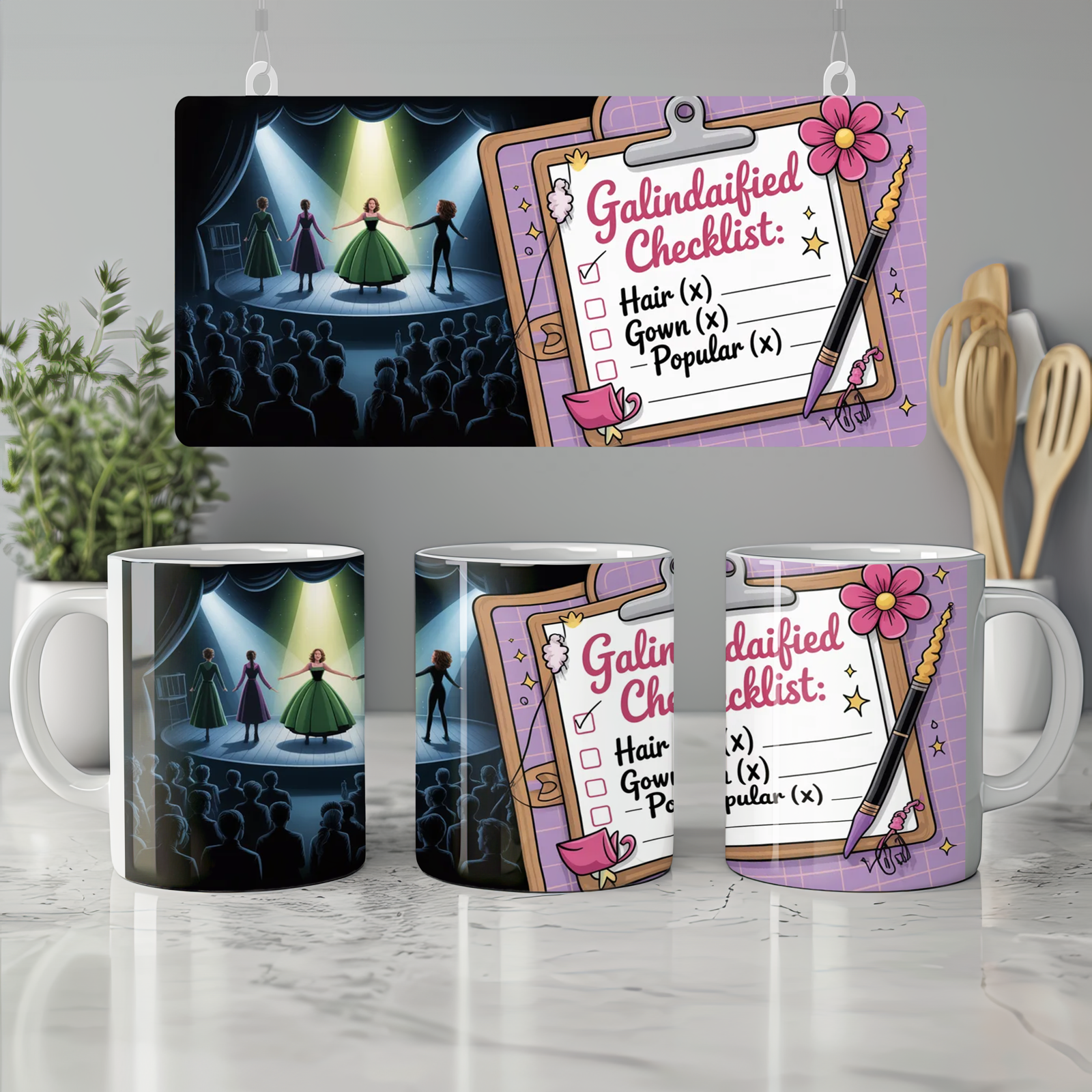 Wicked Popular Mug | Musical Theatre Gift | Kawaii Stationery Style | Gift for Best Friend