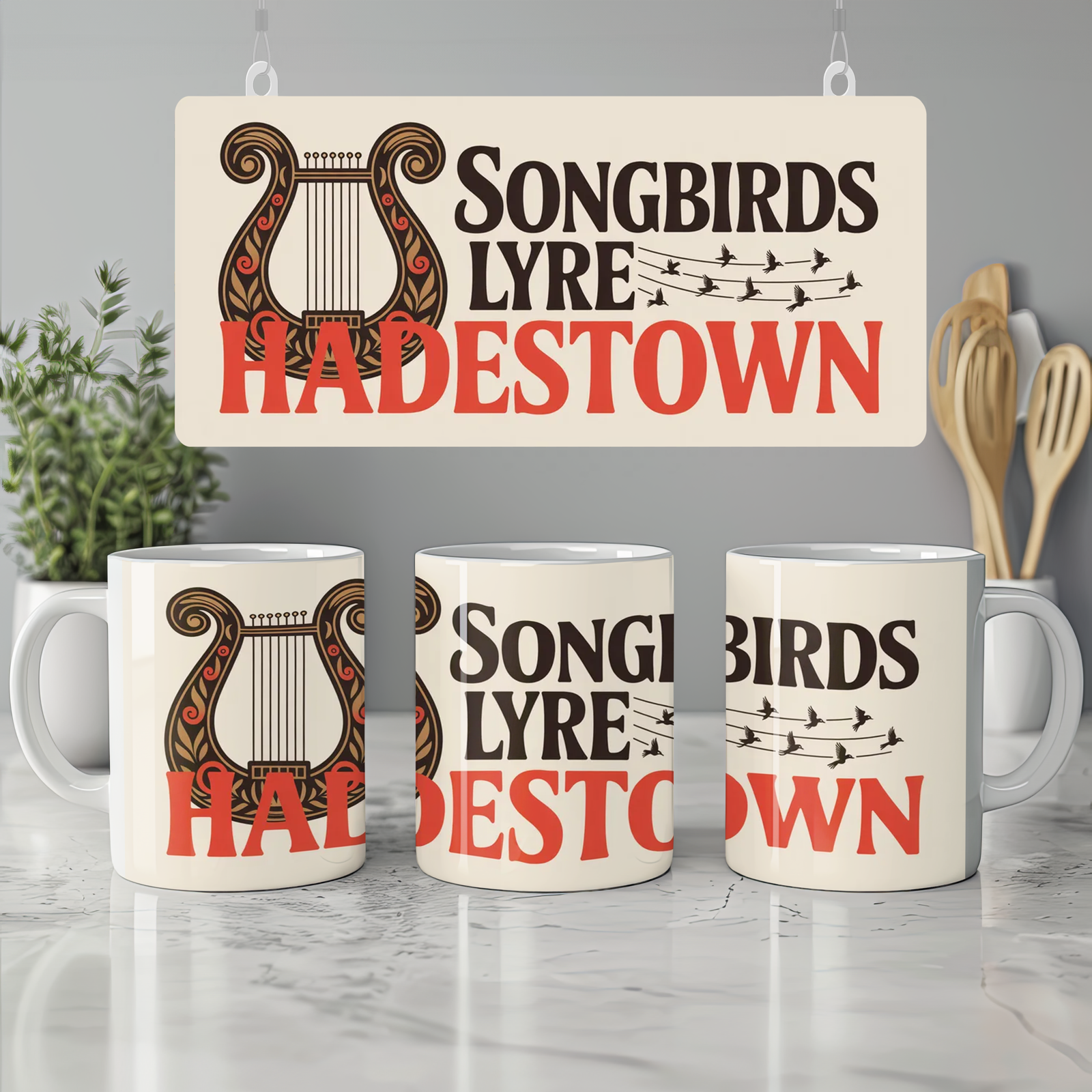 Hadestown Mug | Songbirds Lyre Folk Art Design | Musical Theatre Gift | Theatre Lover Present