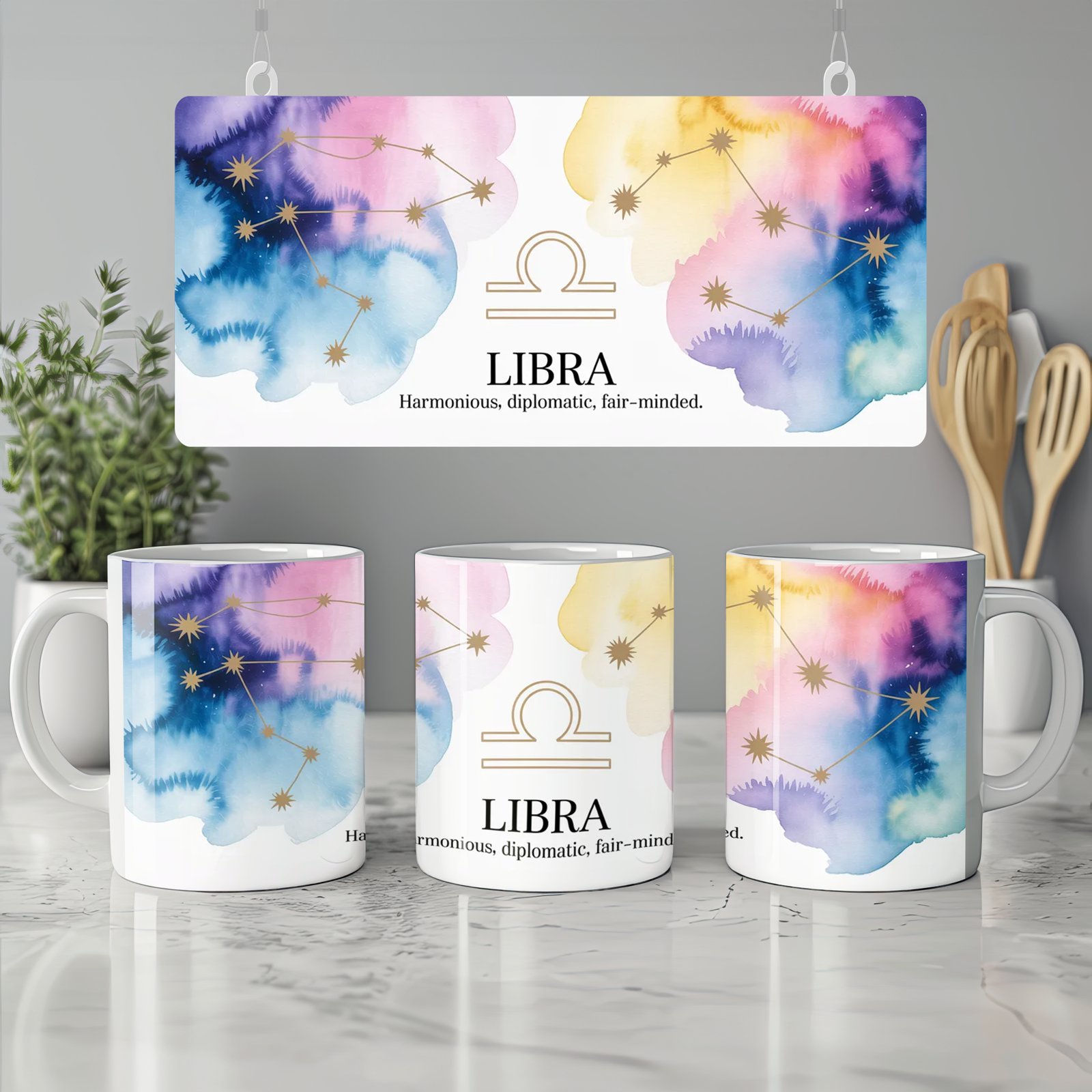 Libra Zodiac Mug | Celestial Astrology Gift | Birthday Present for Her and Him