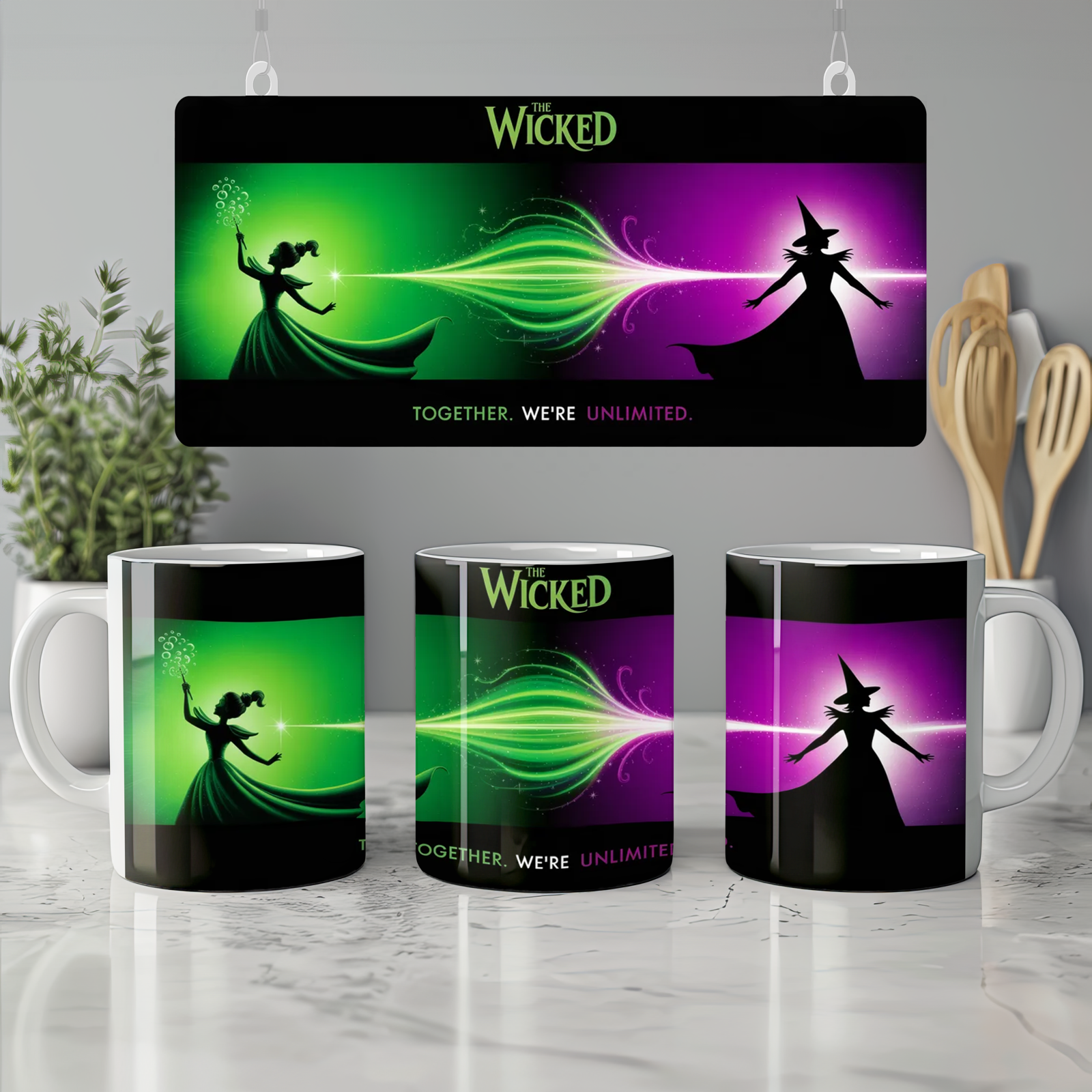Wicked Mug | Elphaba and Glinda Silhouette | Musical Theatre Gift | Present for Best Friend