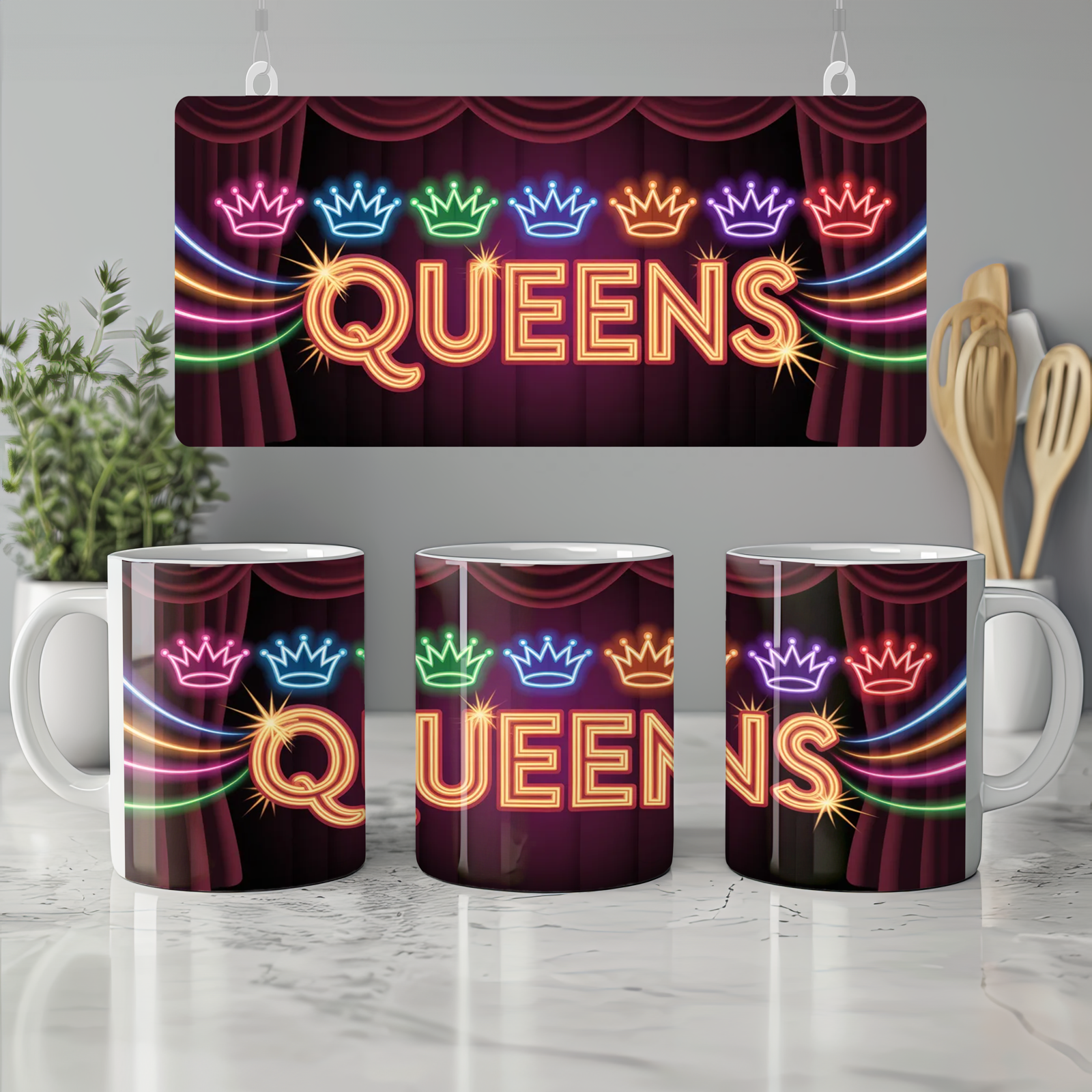 Six Musical Mug | Neon Queens Crowns Design | Theatre Lover Gift | West End Musical Present