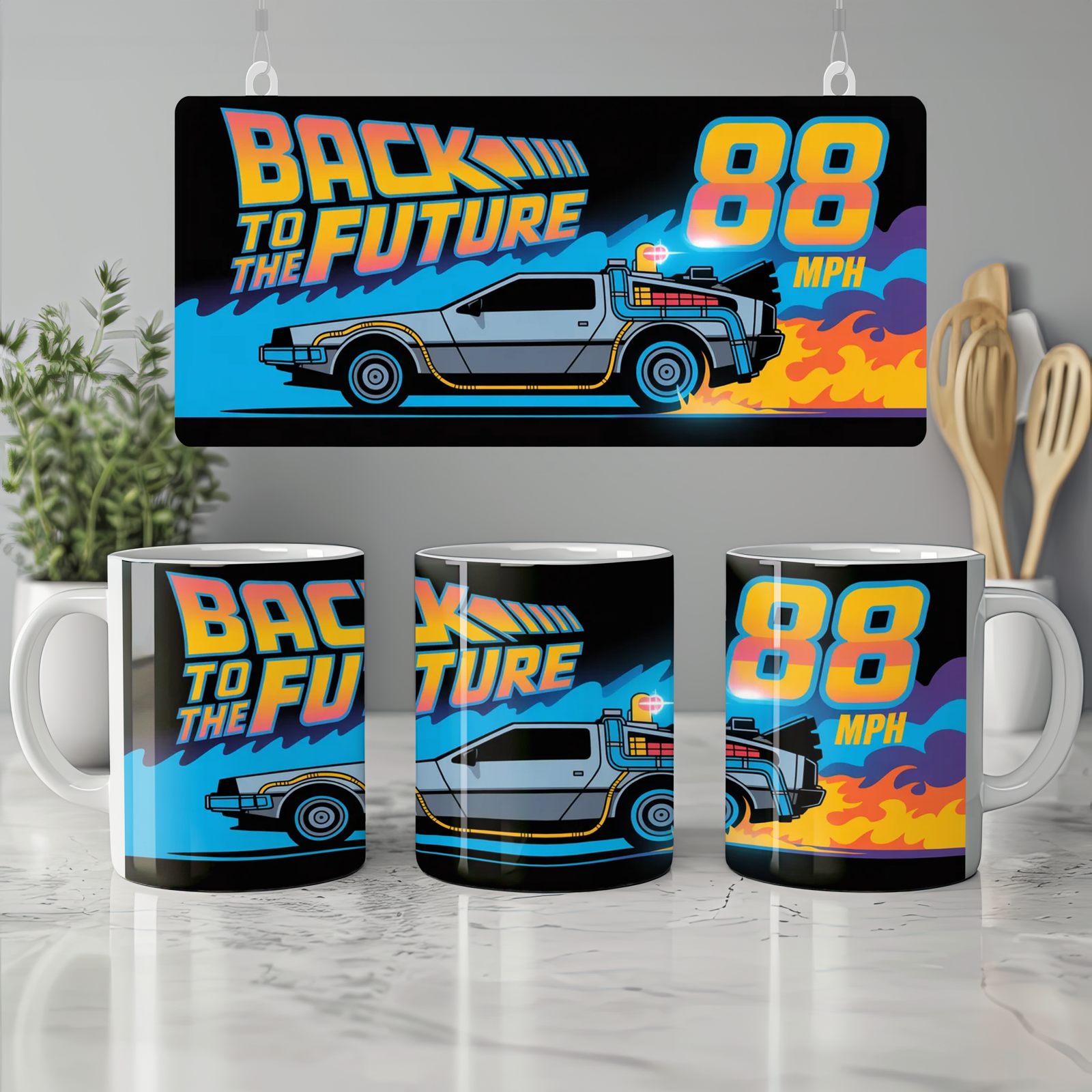 Back to the Future Mug | 88 Mph DeLorean Gift | Retro 80s Sci-Fi Present | Birthday Gift for Him or Dad