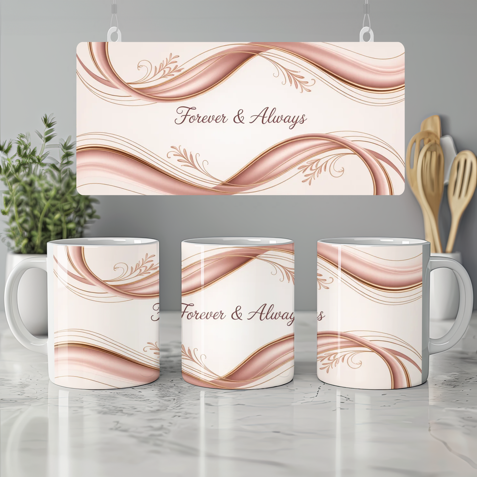 Forever and Always Mug | Romantic Anniversary Gift | Valentine's Day Present for Couple | Elegant Infinity Design Cup