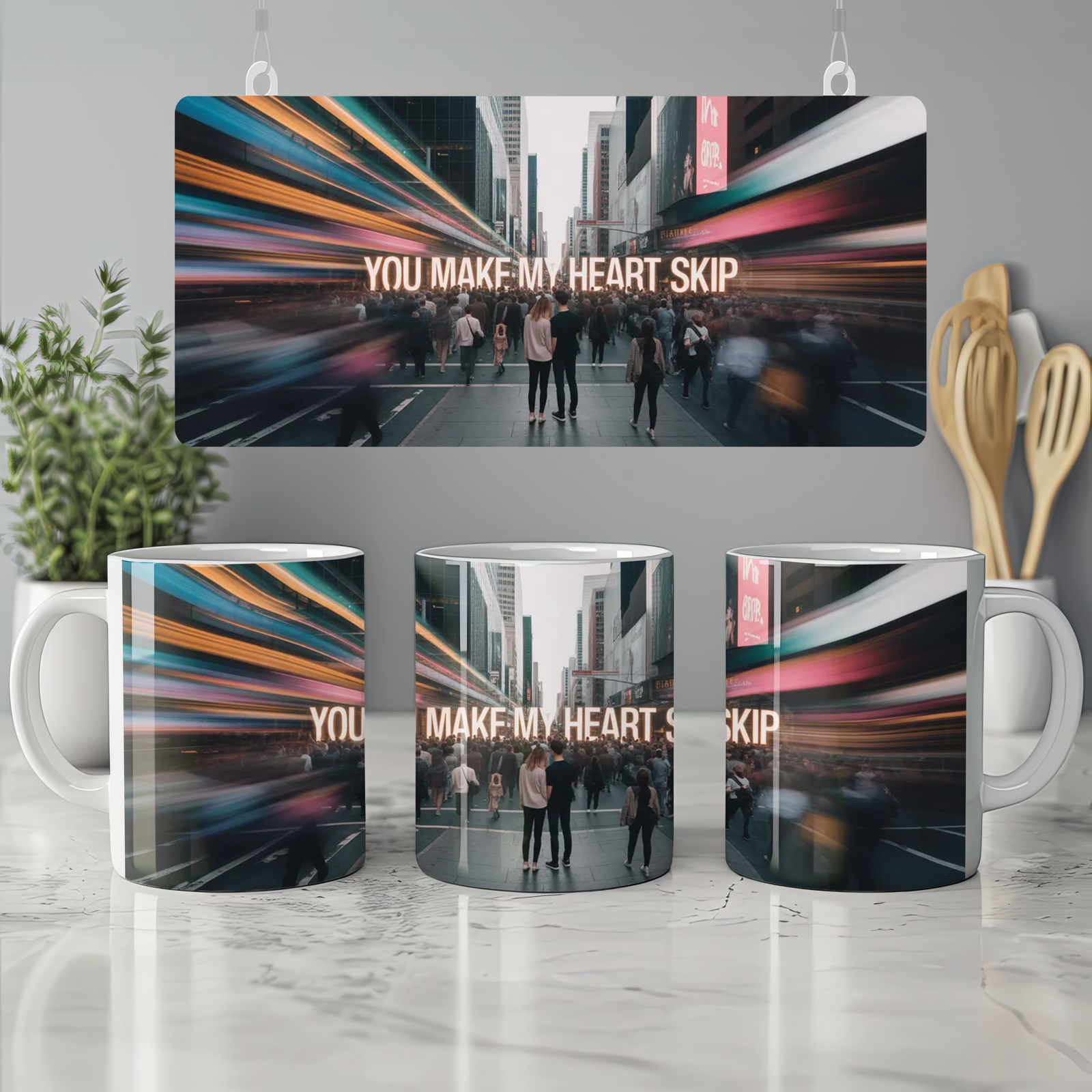 Valentines Gift Mug | You Make My Heart Skip | Romantic Anniversary Present | Couple Love Mug