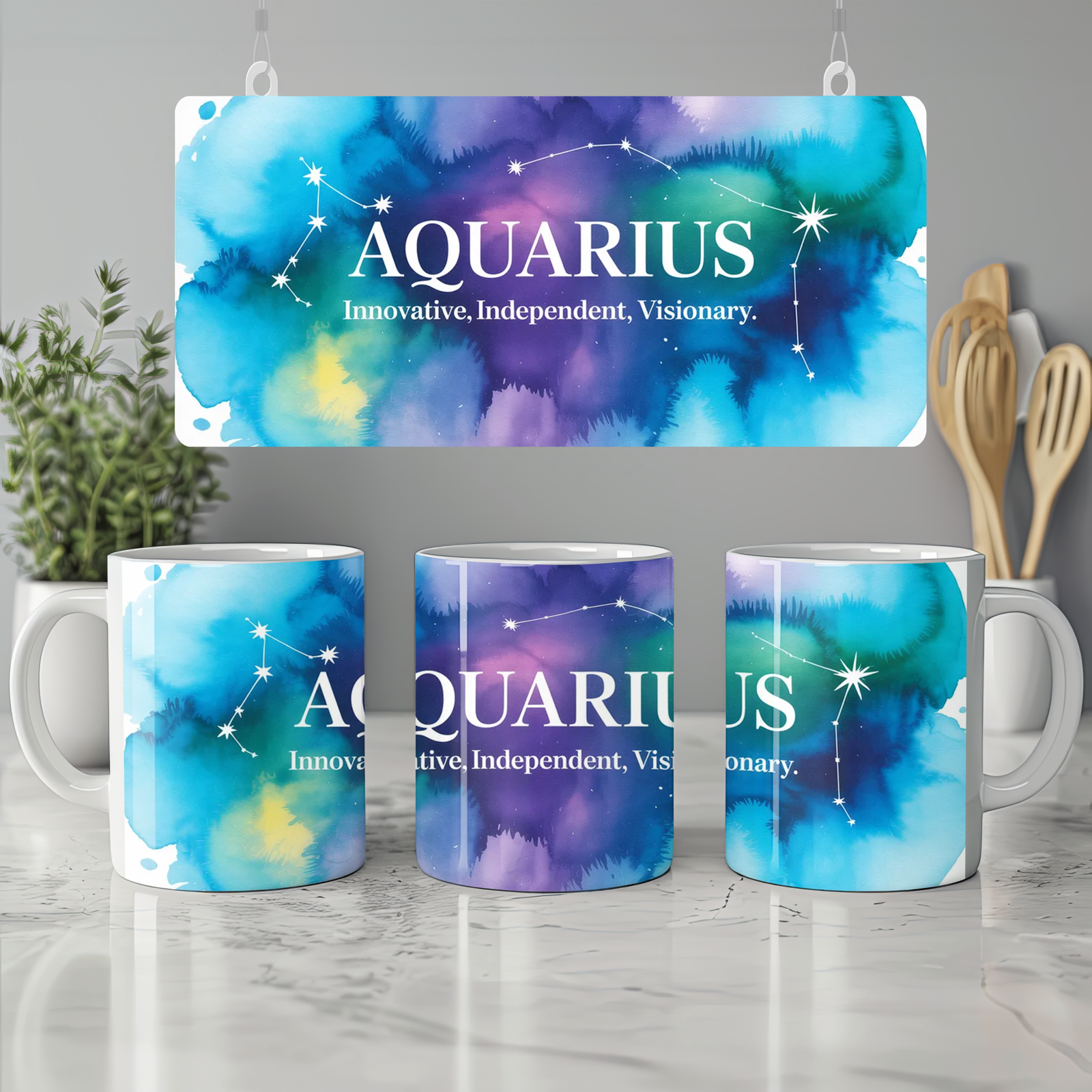 Aquarius Zodiac Mug | Astrology Birthday Gift | Celestial Constellation Cup | Gift for Best Friend