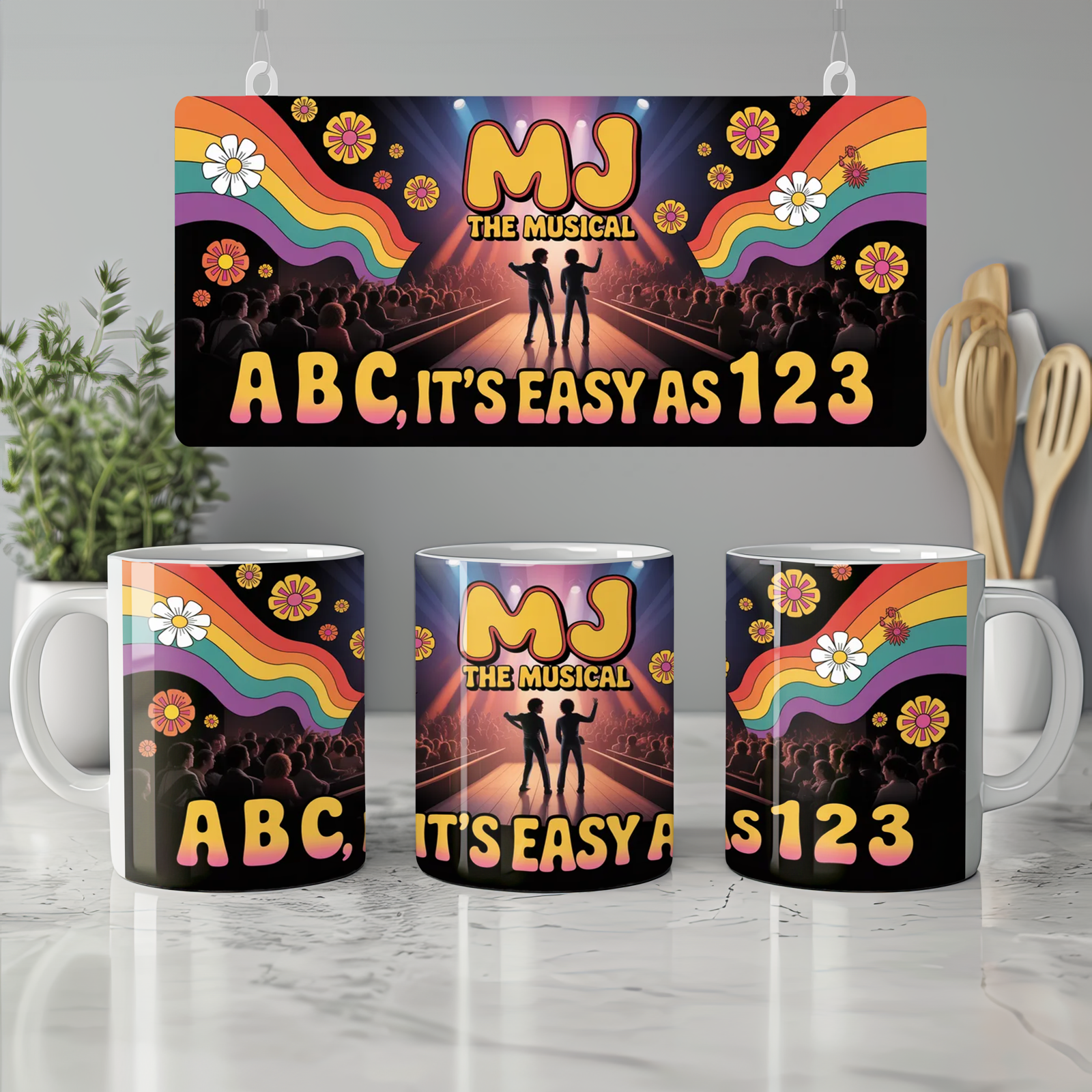 MJ The Musical Mug | Jackson 5 Era Retro Stage Design | Theatre Lover Gift | West End Present for Him or Her