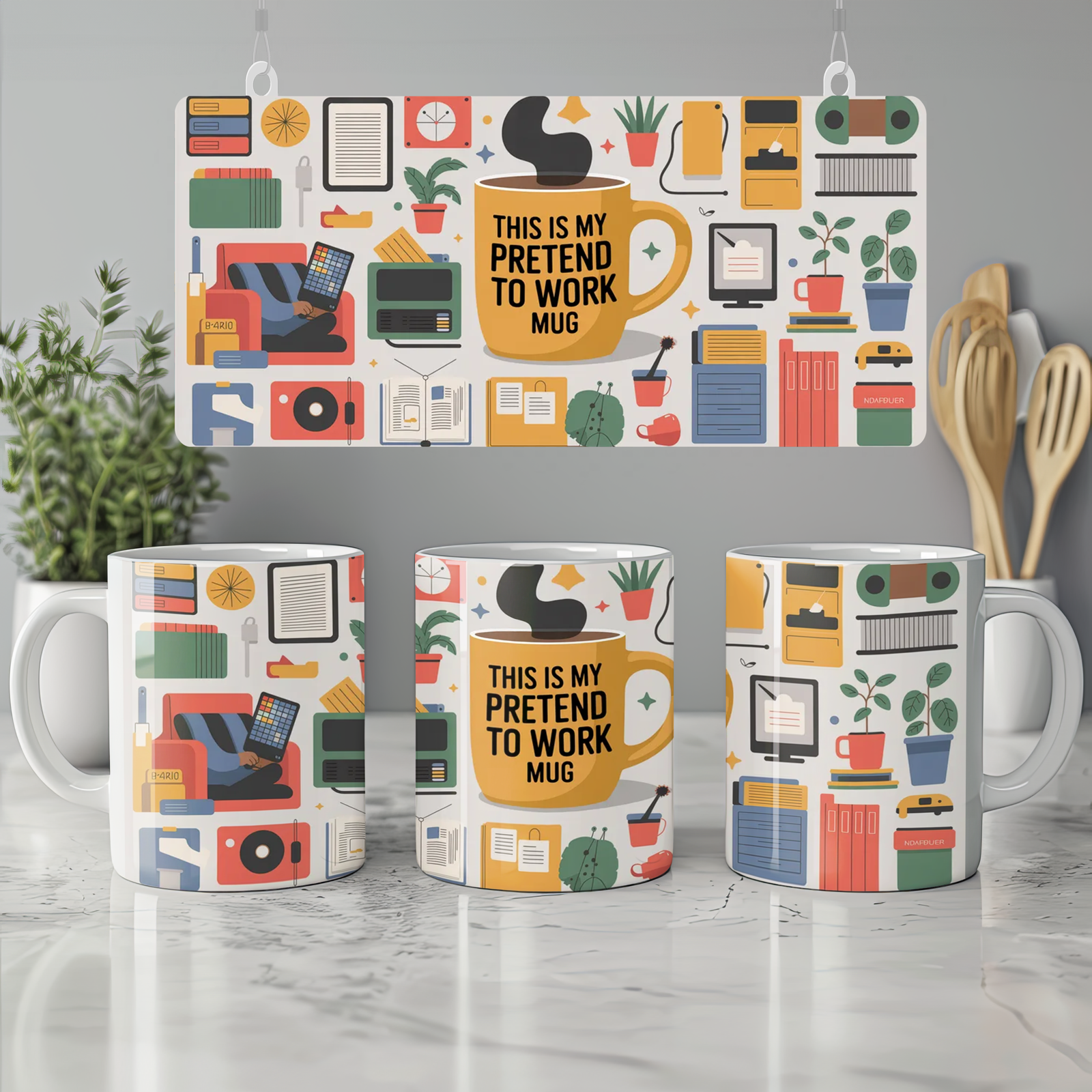 Pretend to Work Mug | Funny Office Humour Gift | Colleague Leaving Present | Secret Santa Work Joke Mug