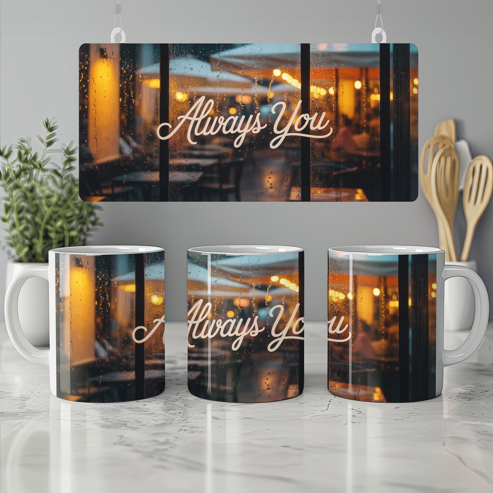 Always You Mug | Romantic Cafe Window Gift | Valentines and Anniversary Present for Couples | Cosy Night In Coffee Cup
