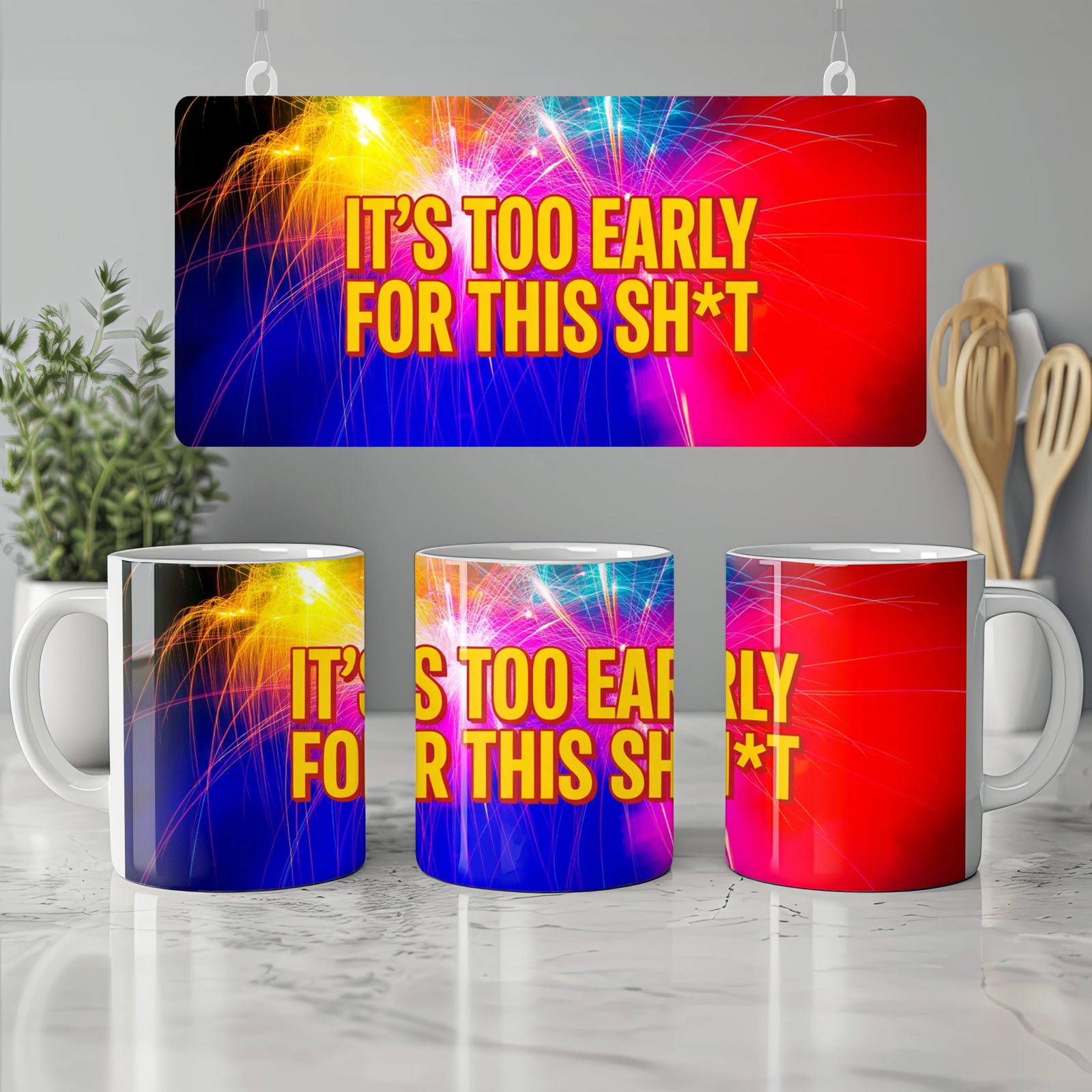 Funny Rude Mug | It's Too Early For This Sh*t | Office Colleague Gift | Best Friend Present | Novelty Coffee Cup