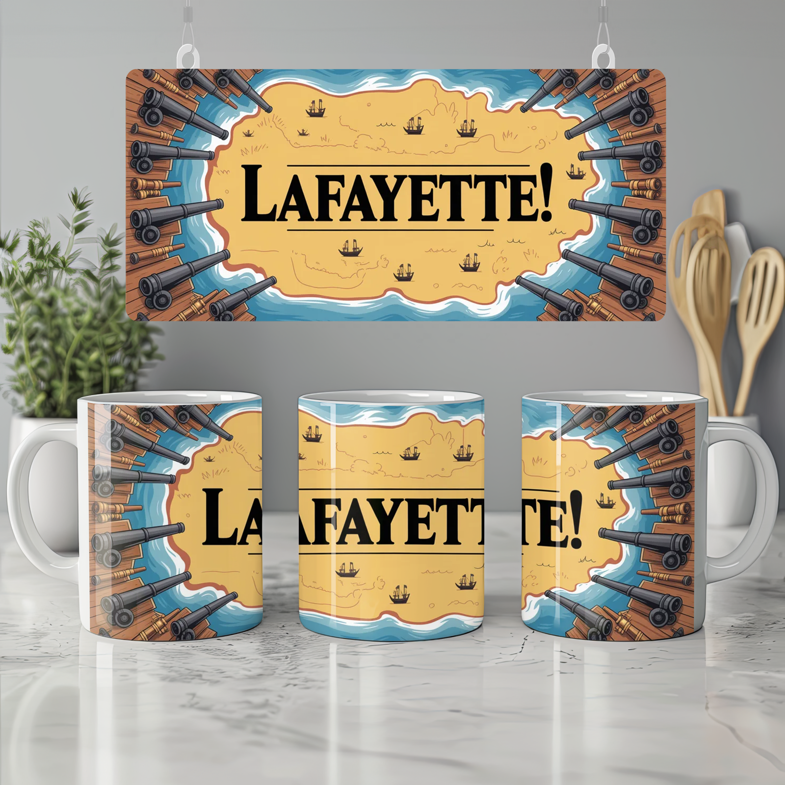 Hamilton Mug | Guns and Ships Lafayette Quote | Musical Theatre Gift | Theatre Lover Present