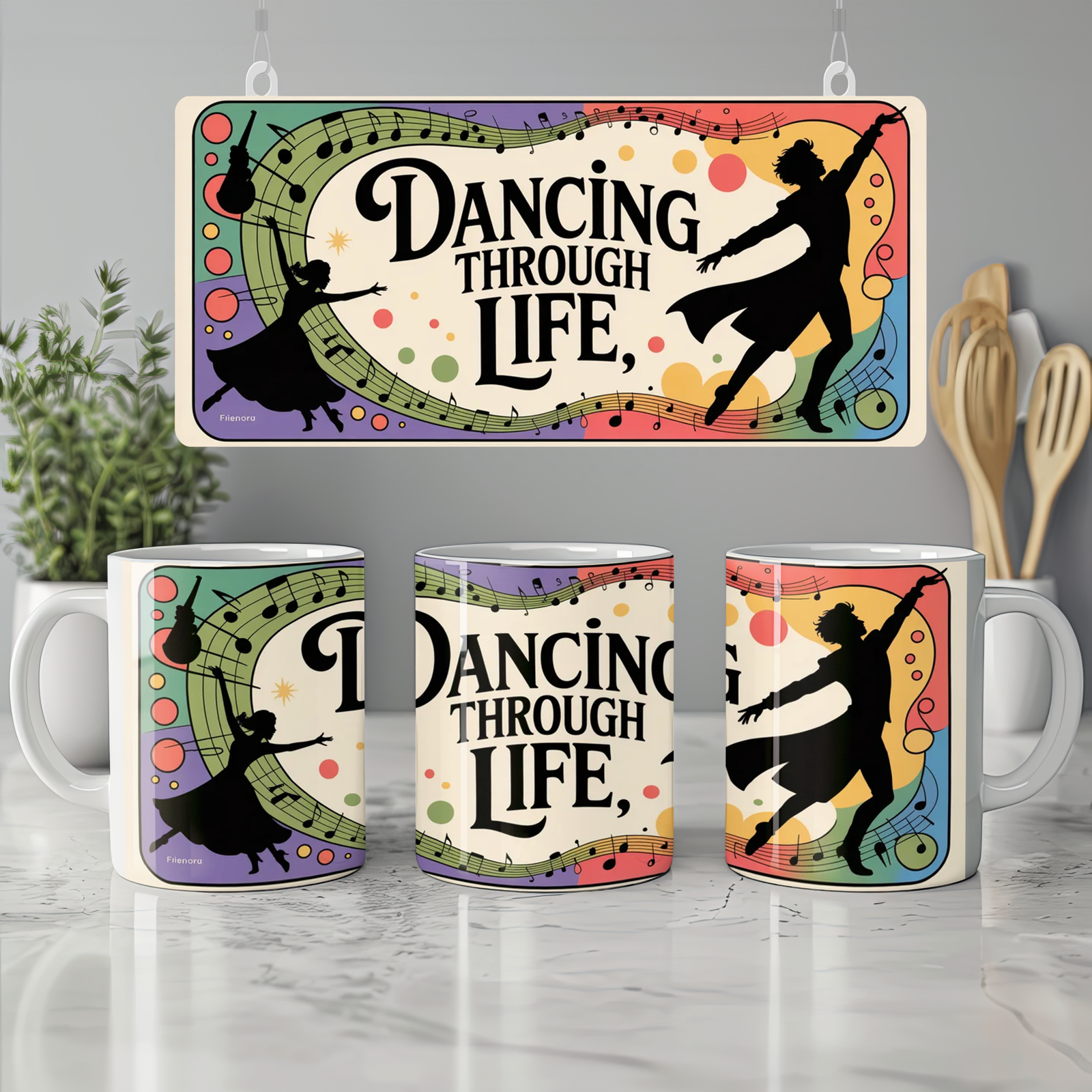 Wicked Dancing Through Life Mug | Musical Theatre Gift | Fiyero Quote Present | Green Musical Fan Gift