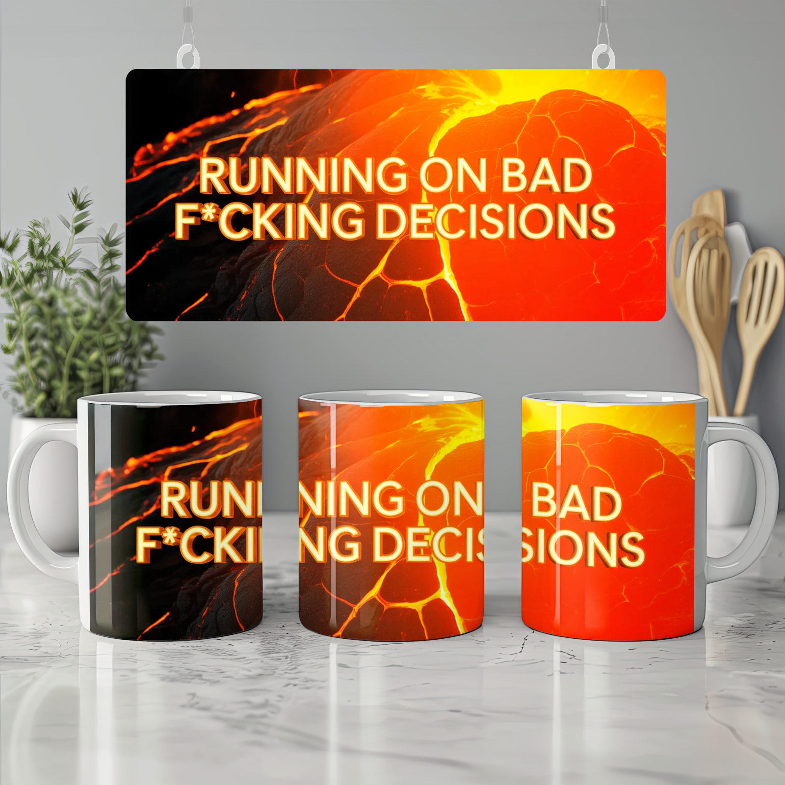Bad Decisions Mug | Funny Rude Quote Gift | Molten Lava Coffee Mug for Best Friend | Birthday Present for Him or Her