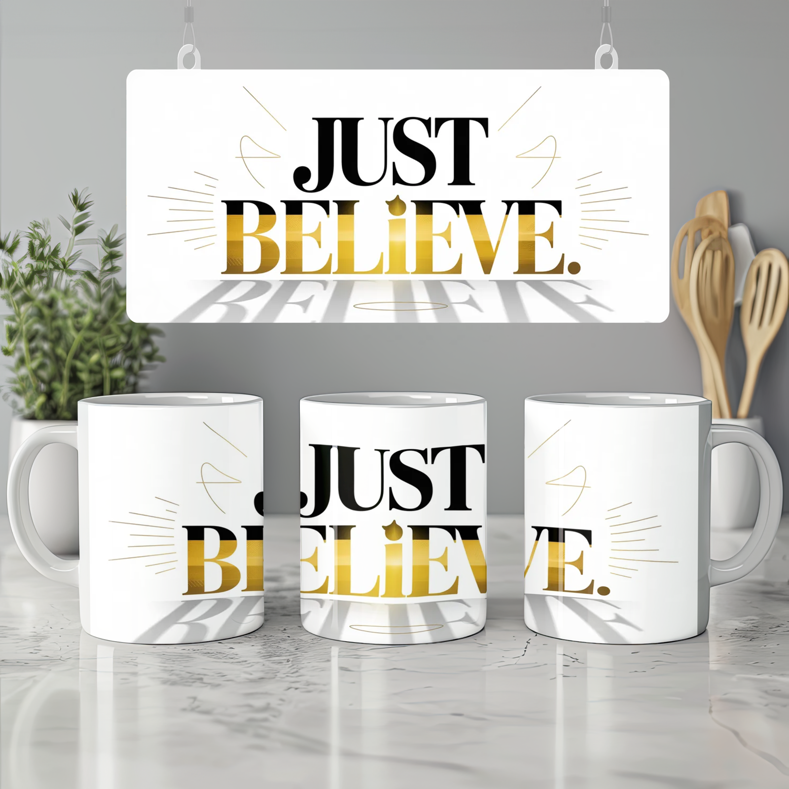 Just Believe Mug | Inspirational Typography Gift | Positivity Gift for Her | Minimalist Best Friend Present