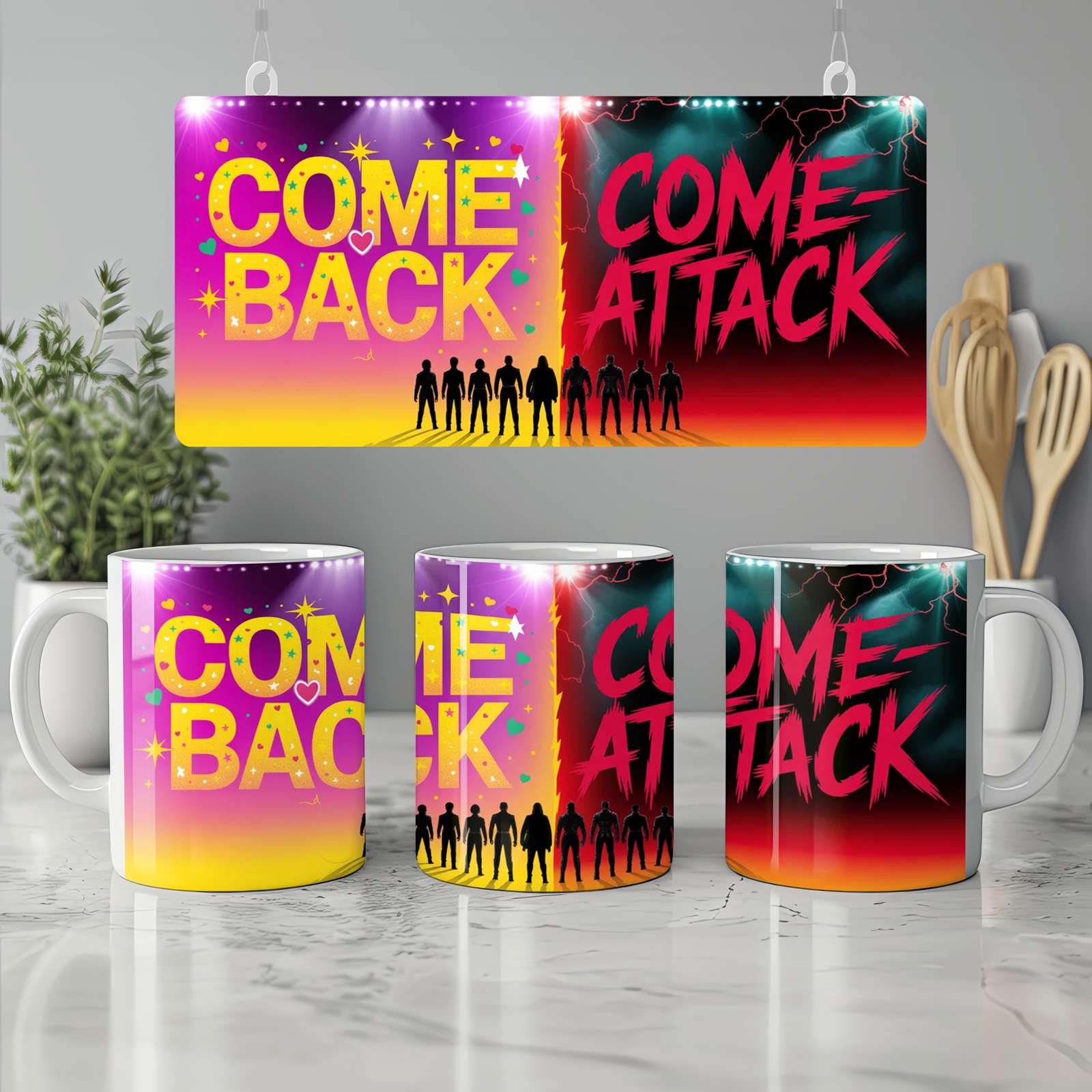 K-Pop Mug | Comeback Come-Attack Design | Funny Korean Music Fan Gift | Birthday Present for Best Friend