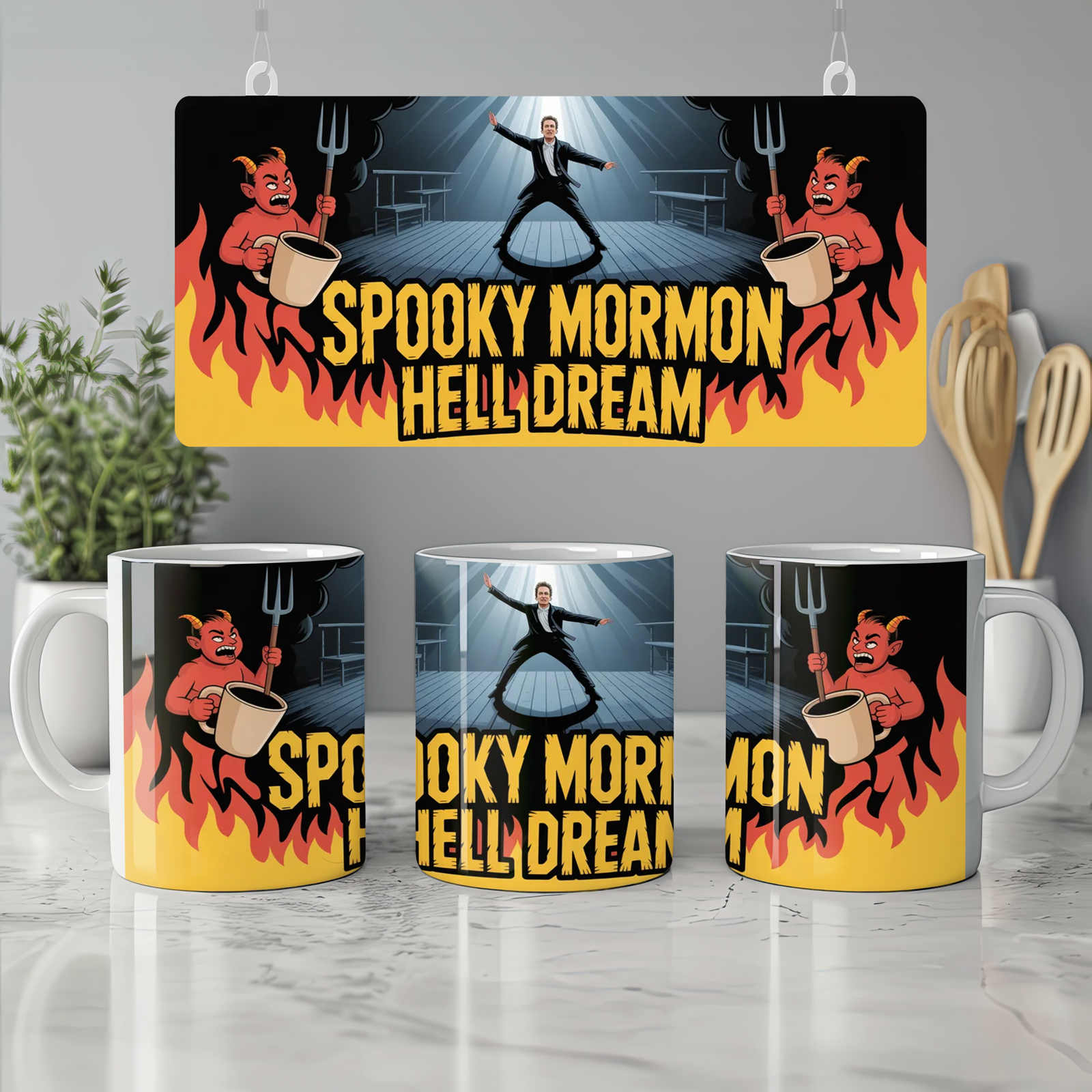 Book of Mormon Mug | Spooky Mormon Hell Dream Gift | Musical Theatre Present | Elder Price Heavy Metal Mug