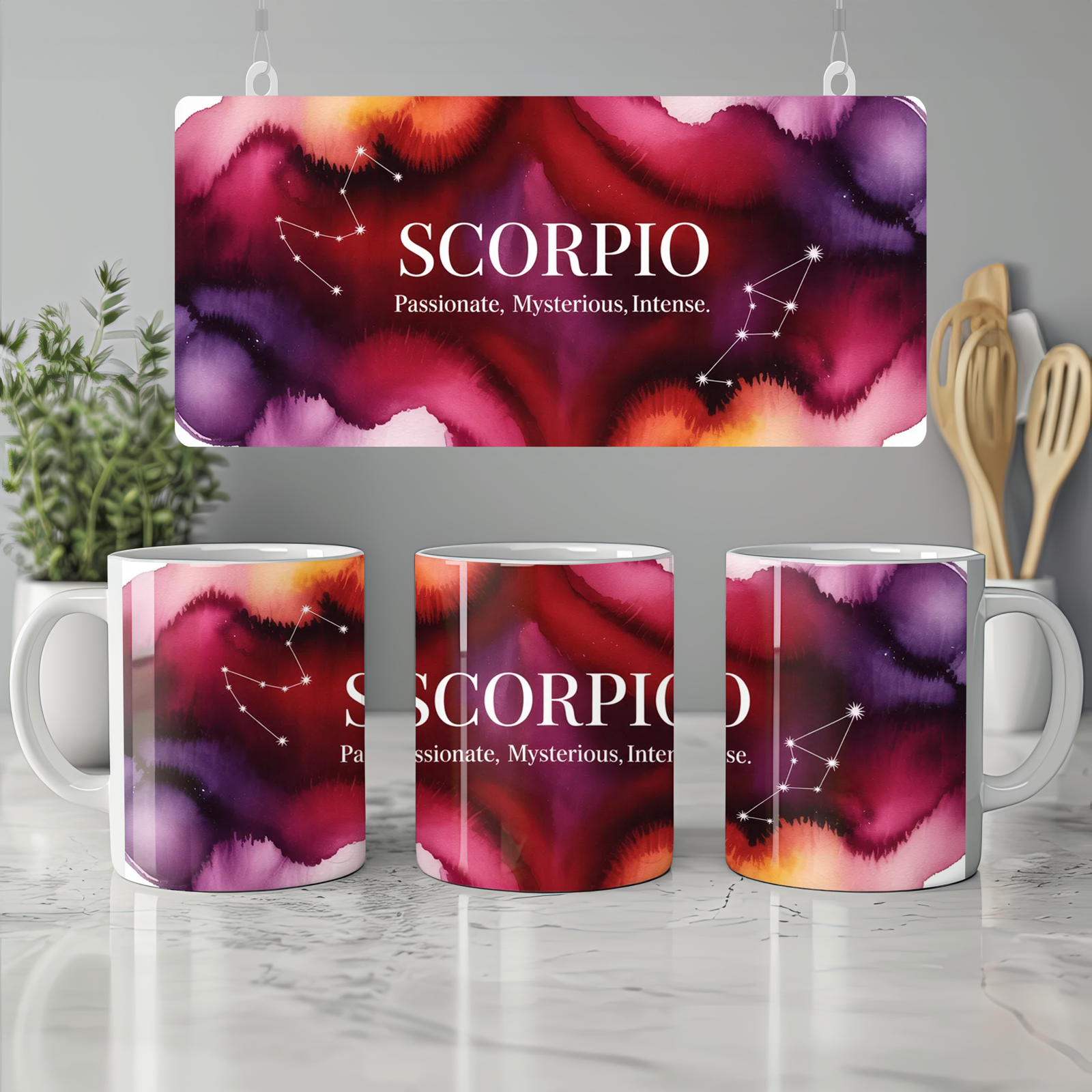 Scorpio Mug | Zodiac Constellation Gift | Astrology Birthday Present | Watercolor Star Sign Mug