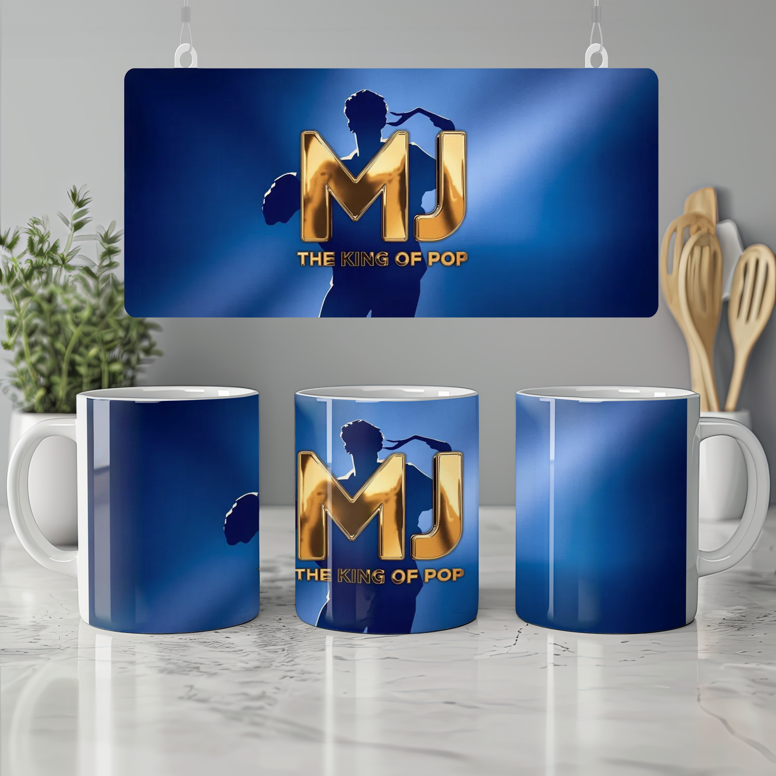 MJ Musical Mug | King of Pop Gold Emblem | West End Theatre Gift | Michael Jackson Fan Present