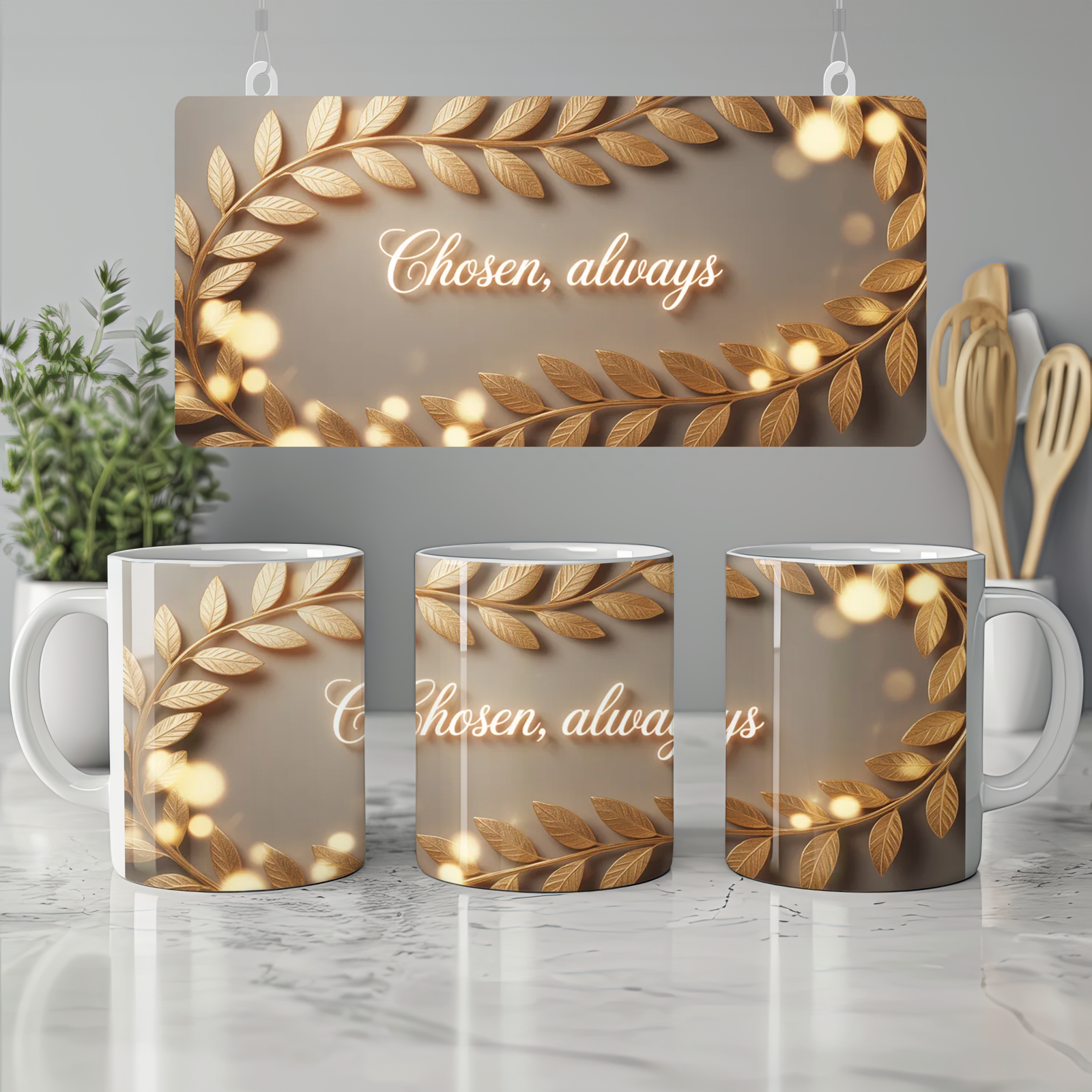 Chosen Always Mug | Romantic Anniversary Gift | Valentine's Day Present for Husband Wife Couple | Laurel Wrap Around Design