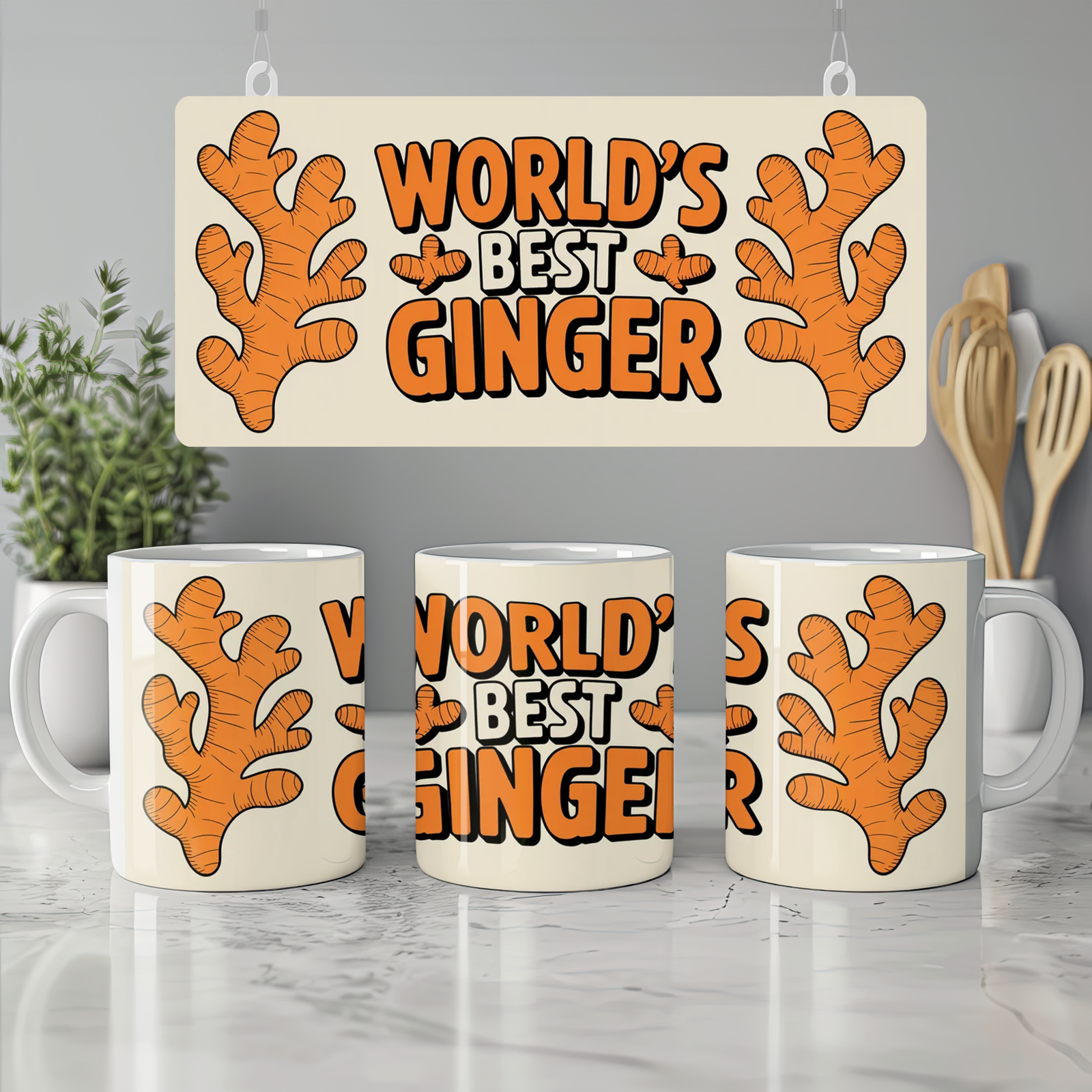 Ginger Mug | World's Best Ginger Gift | Redhead Humour Present | Funny Orange Mug for Friends