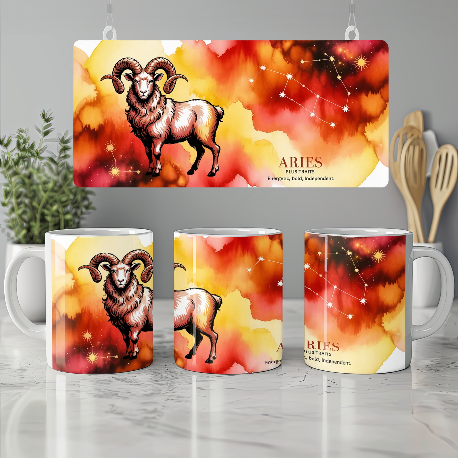 Aries Zodiac Mug | Astrology Birthday Gift | Celestial Ram Coffee Cup | Gift for Aries Best Friend