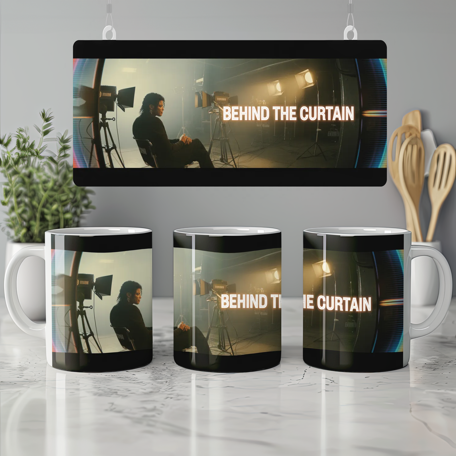 MJ The Musical Mug | Behind the Curtain Backstage Design | Michael Jackson Gift | Musical Theatre Mug for Fans