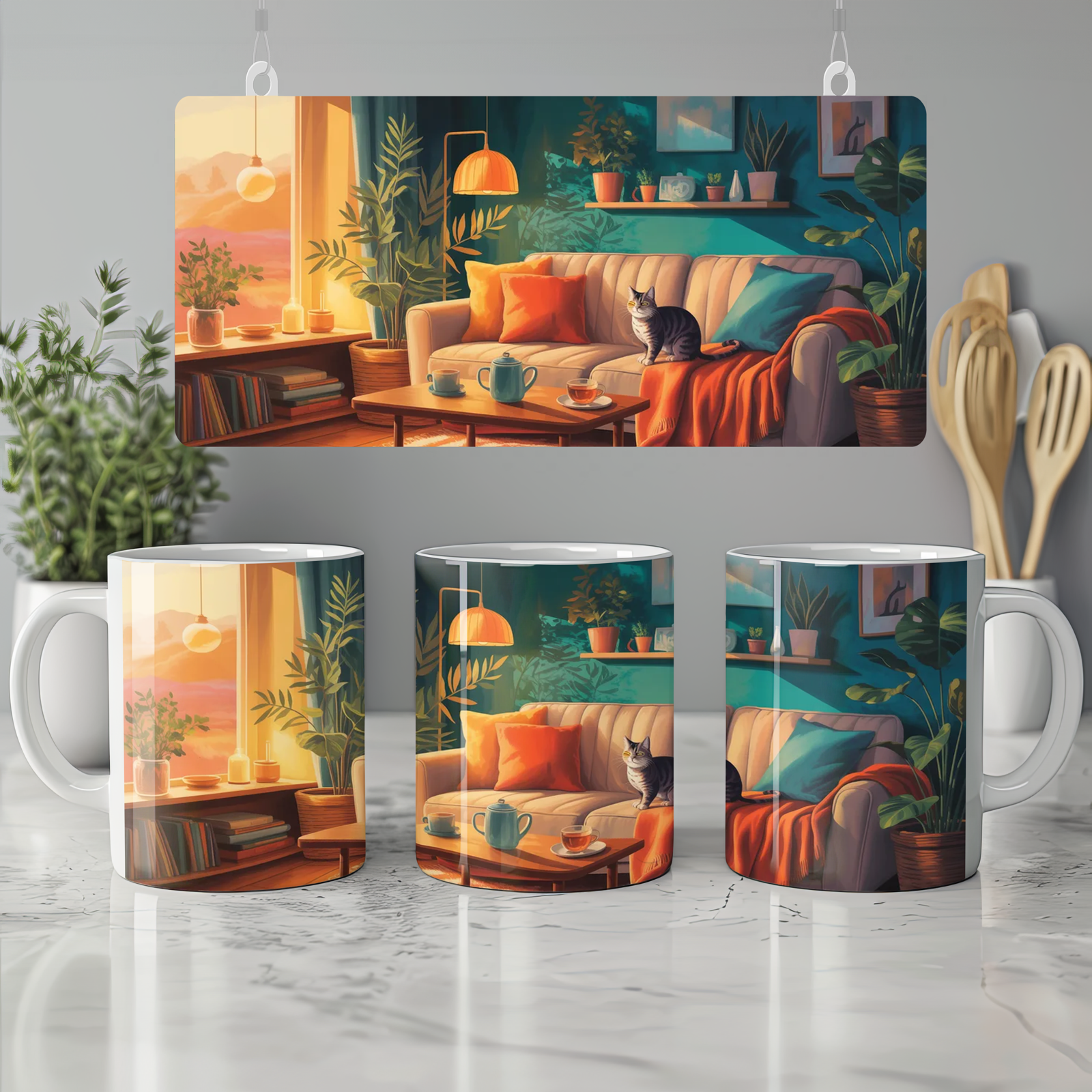 Indoor Cat Mug | Cosy Living Room Design | Gift for Her or Best Friend | Cat Lover Present