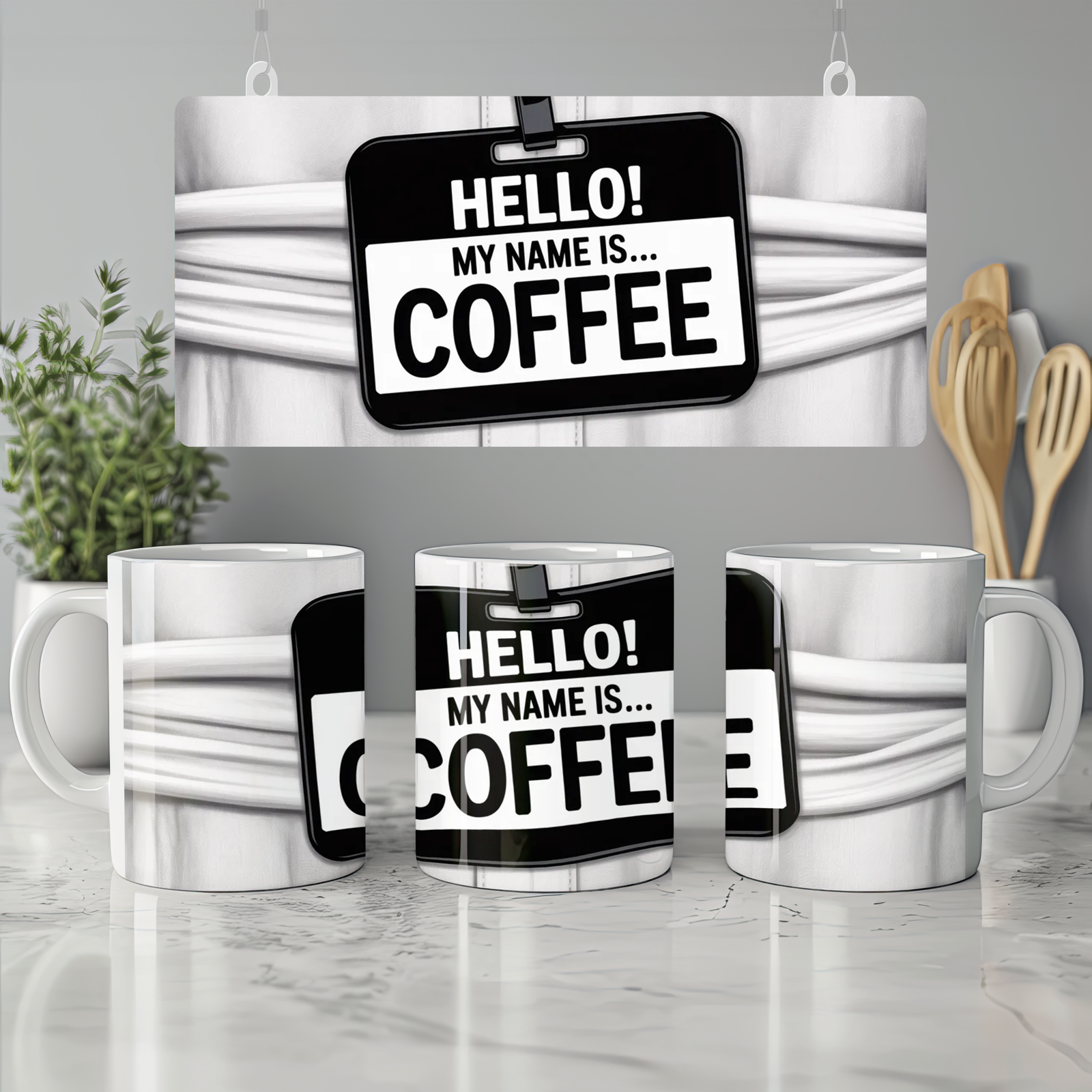 Hello My Name Is Coffee Name Tag Mug