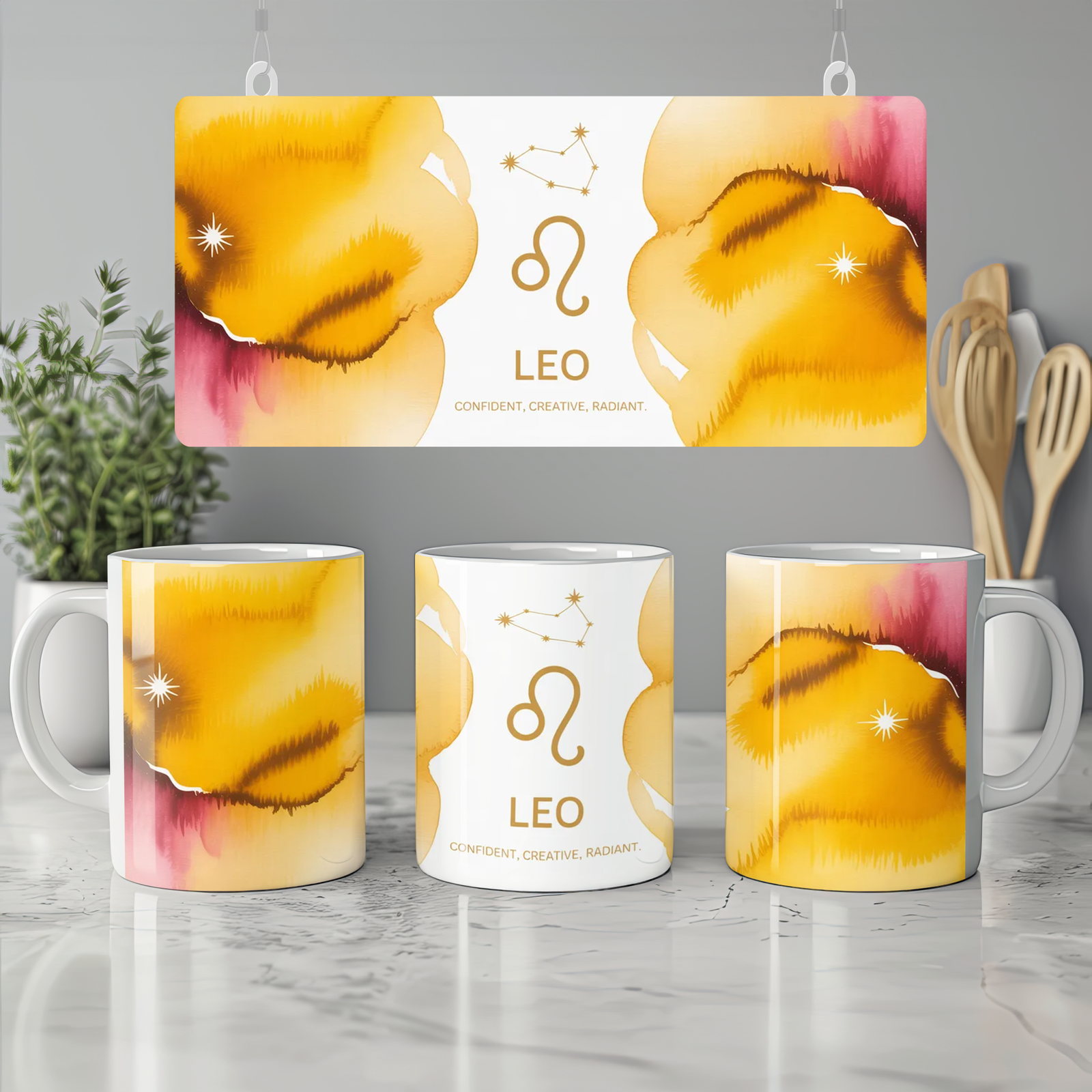 Leo Zodiac Mug | Astrology Star Sign Gift | Confident Creative Radiant | Birthday Present for Her or Him