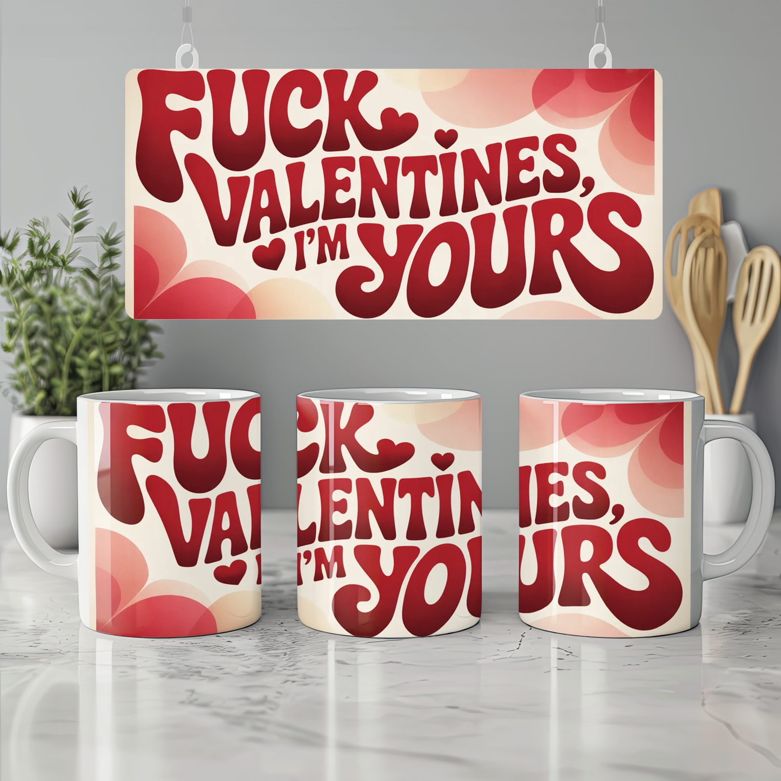 Funny Valentines Mug | 'Fuck Valentines I'm Yours' Rude Gift | Anniversary Mug for Husband Wife Partner | Cheeky Romantic Present