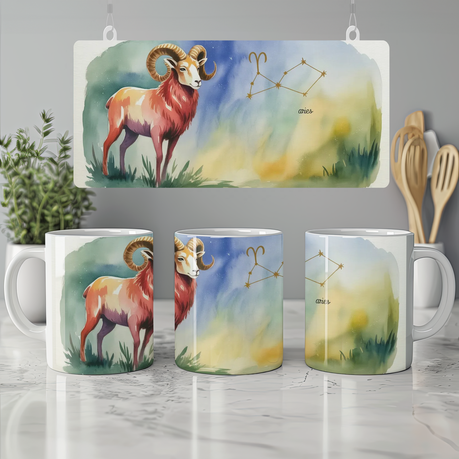 Aries Mug | Zodiac Ram Astrology Gift | Celestial Birthday Present for Her and Him