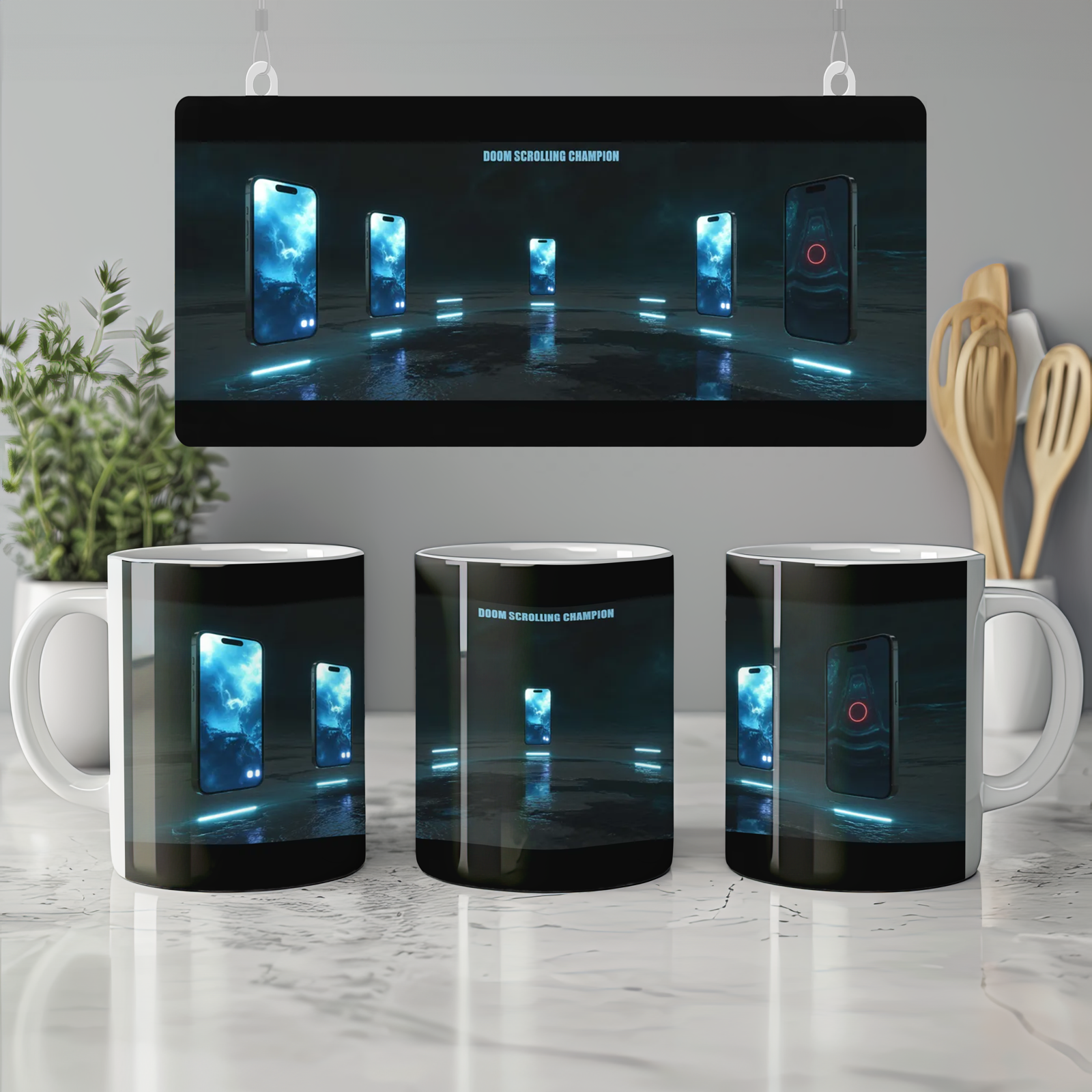 Doom Scrolling Champion Mug | Funny Phone Addict Gift | Novelty Office Coffee Cup | Birthday Present for Best Friend