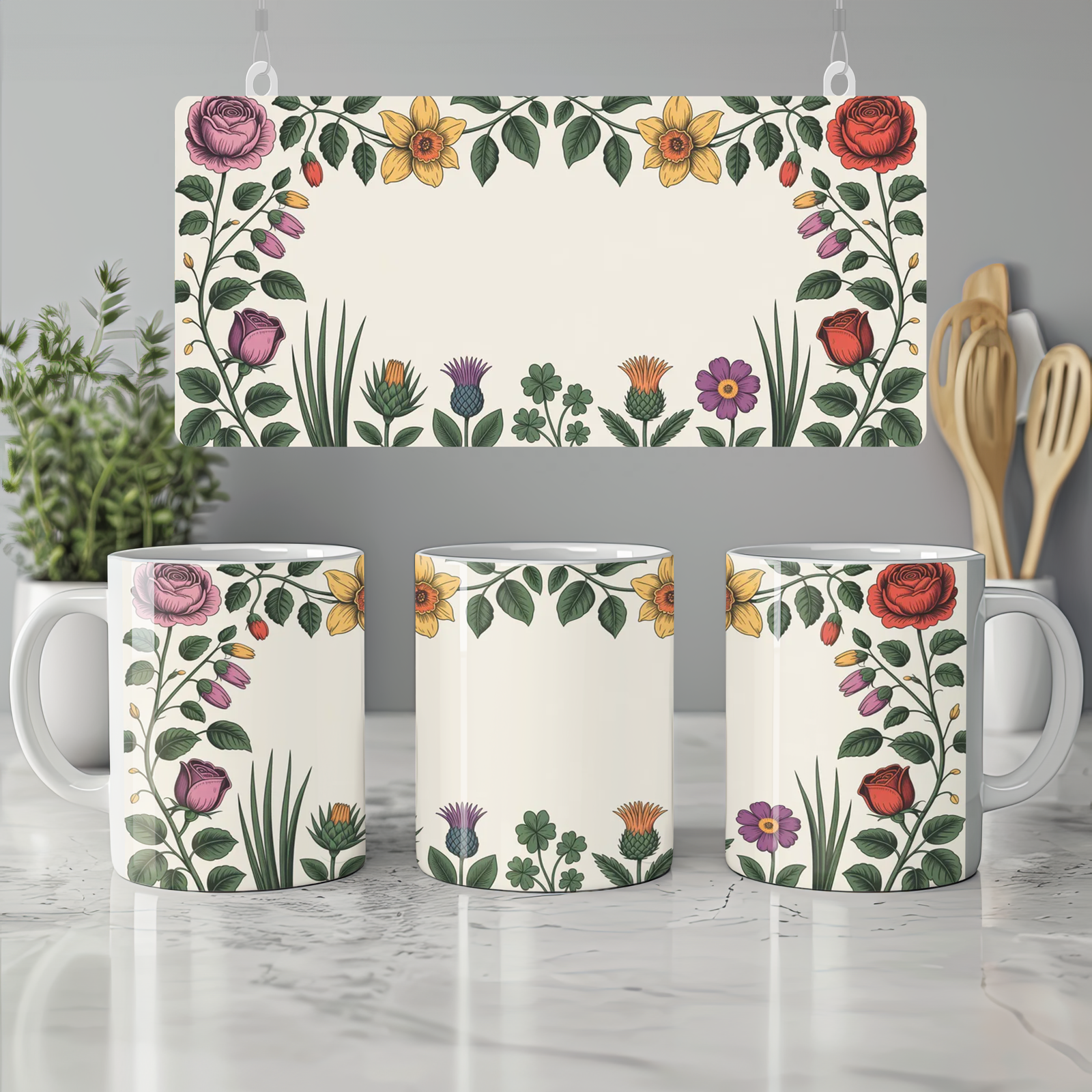 UK Floral Emblem Mug