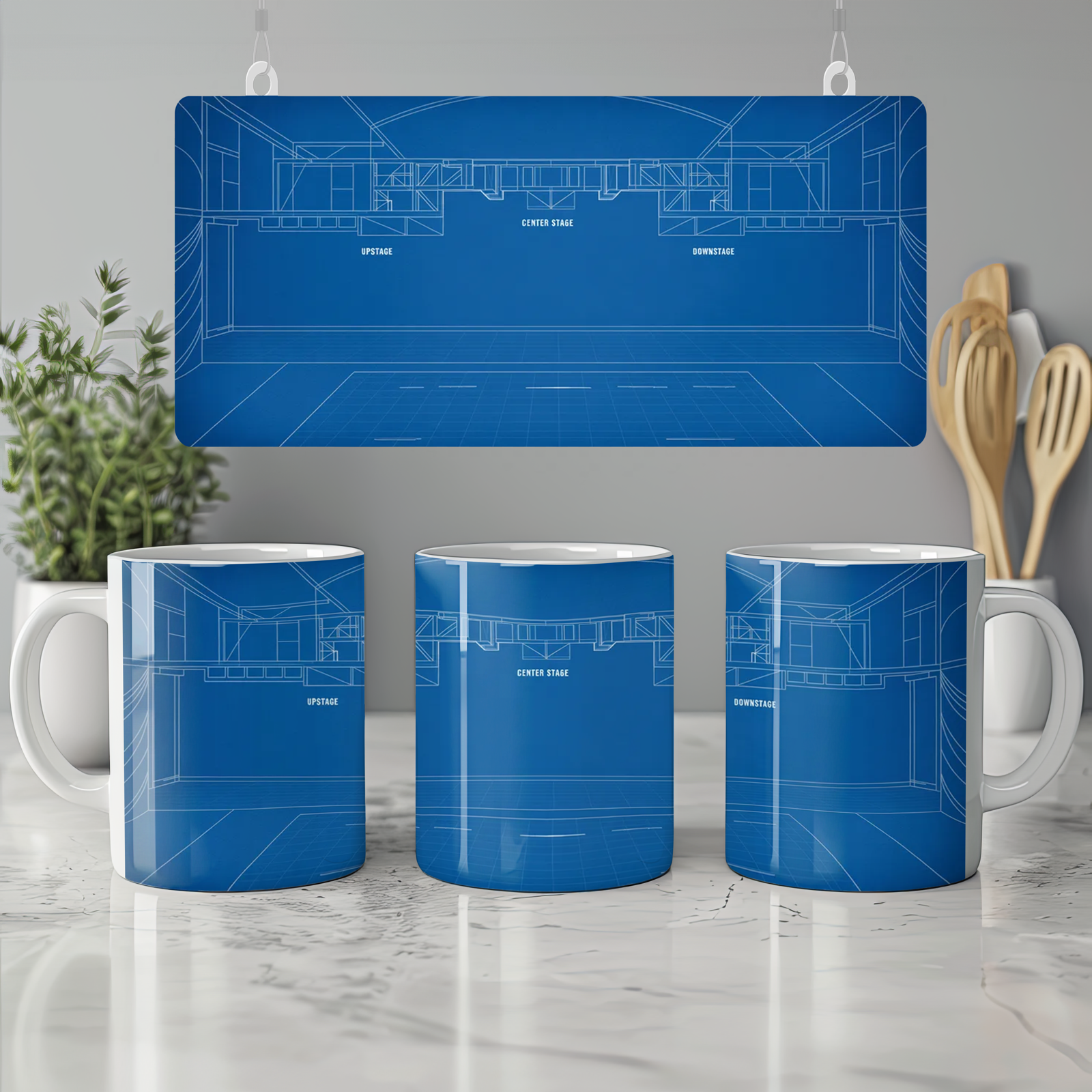 Theatre Blueprint Mug | Stage Manager Gift | Drama Teacher Present | Musical Theatre Lover Mug