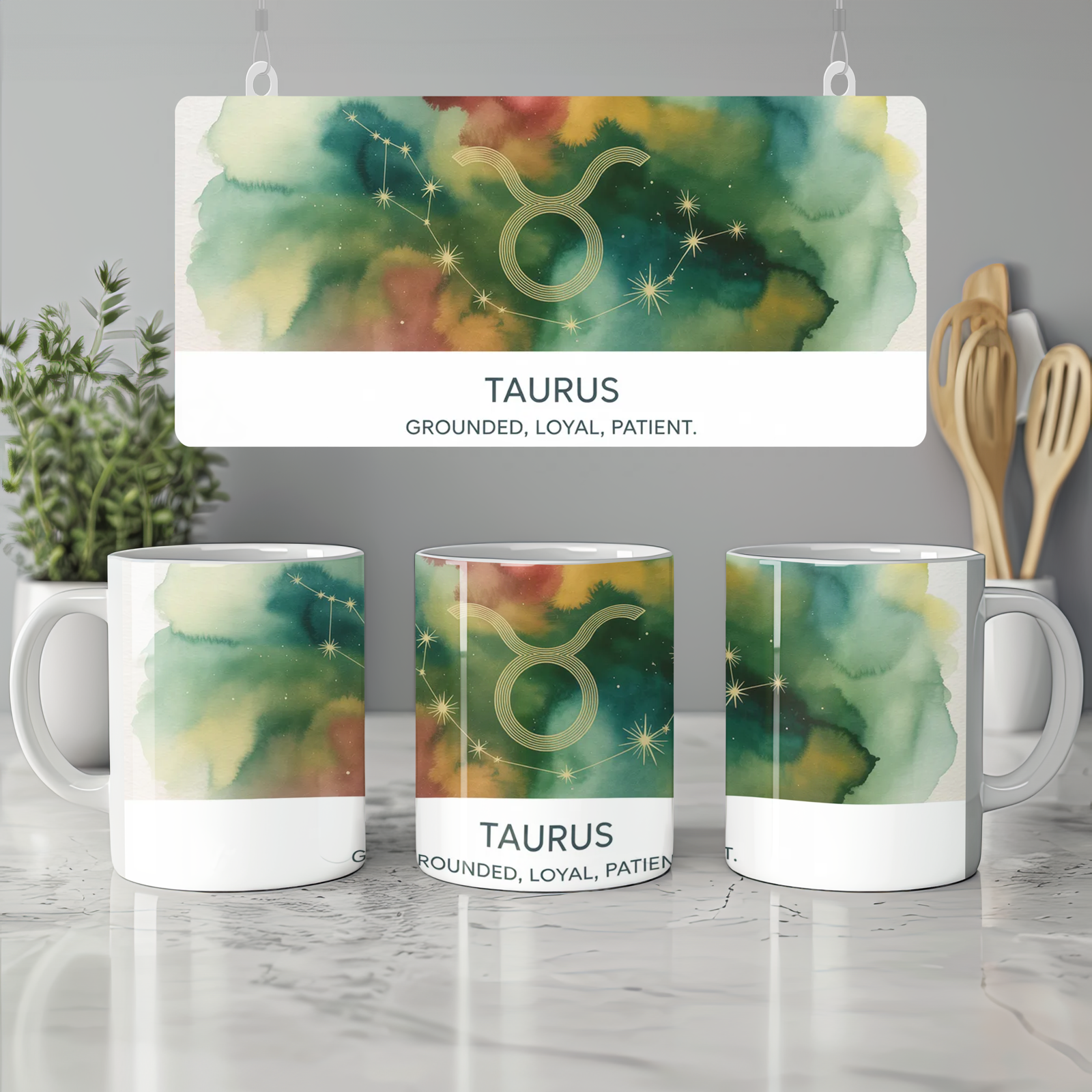 Taurus Mug | Astrology Star Sign Gift | Watercolor Zodiac Constellation Cup | Birthday Present for Her, Him or Best Friend