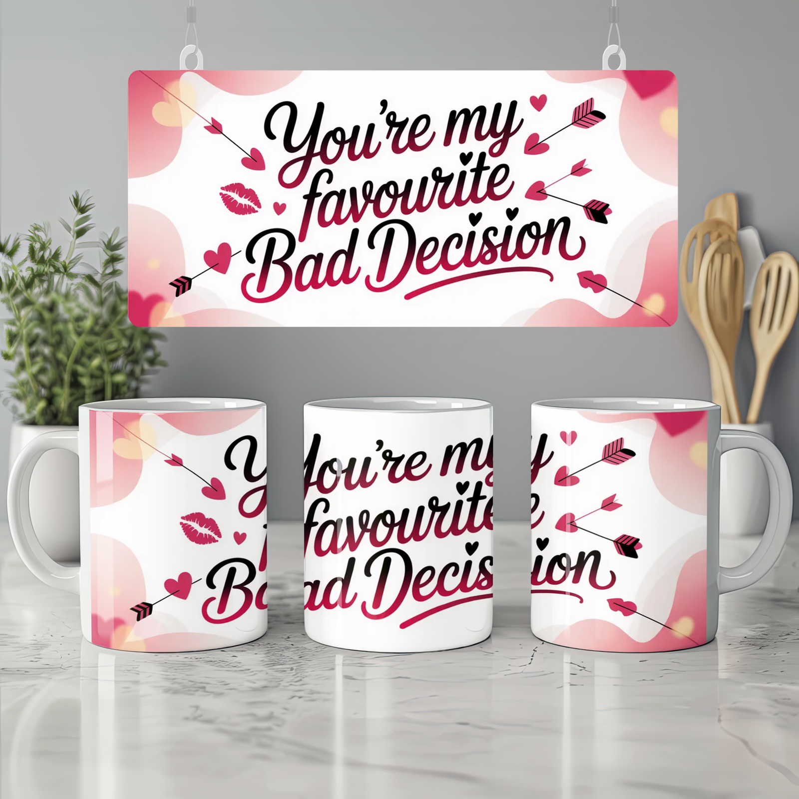 Funny Valentine Mug | You're My Favourite Bad Decision | Flirty Anniversary Gift for Boyfriend or Girlfriend | Rude Couple Coffee Cup