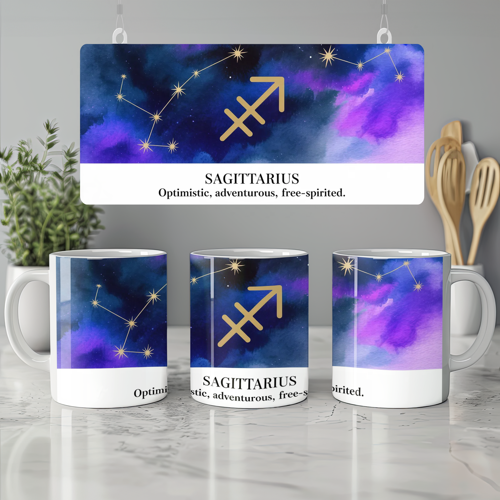Sagittarius Mug | Zodiac Astrology Gift | Watercolour Constellation Mug | Star Sign Birthday Present for Her or Him