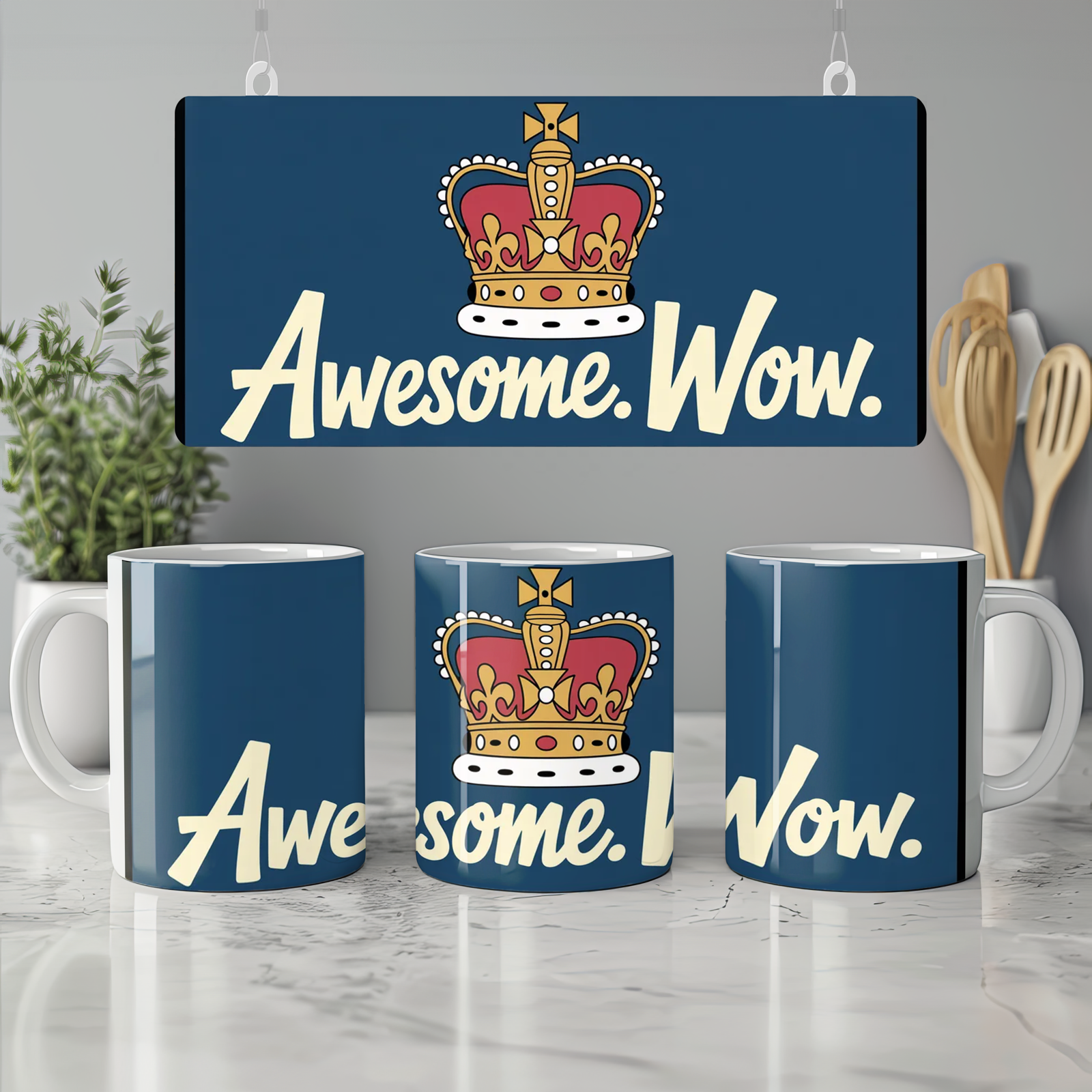 Hamilton Mug | King George Crown | 'Awesome Wow' Quote | Musical Theatre Gift | Best Friend Present