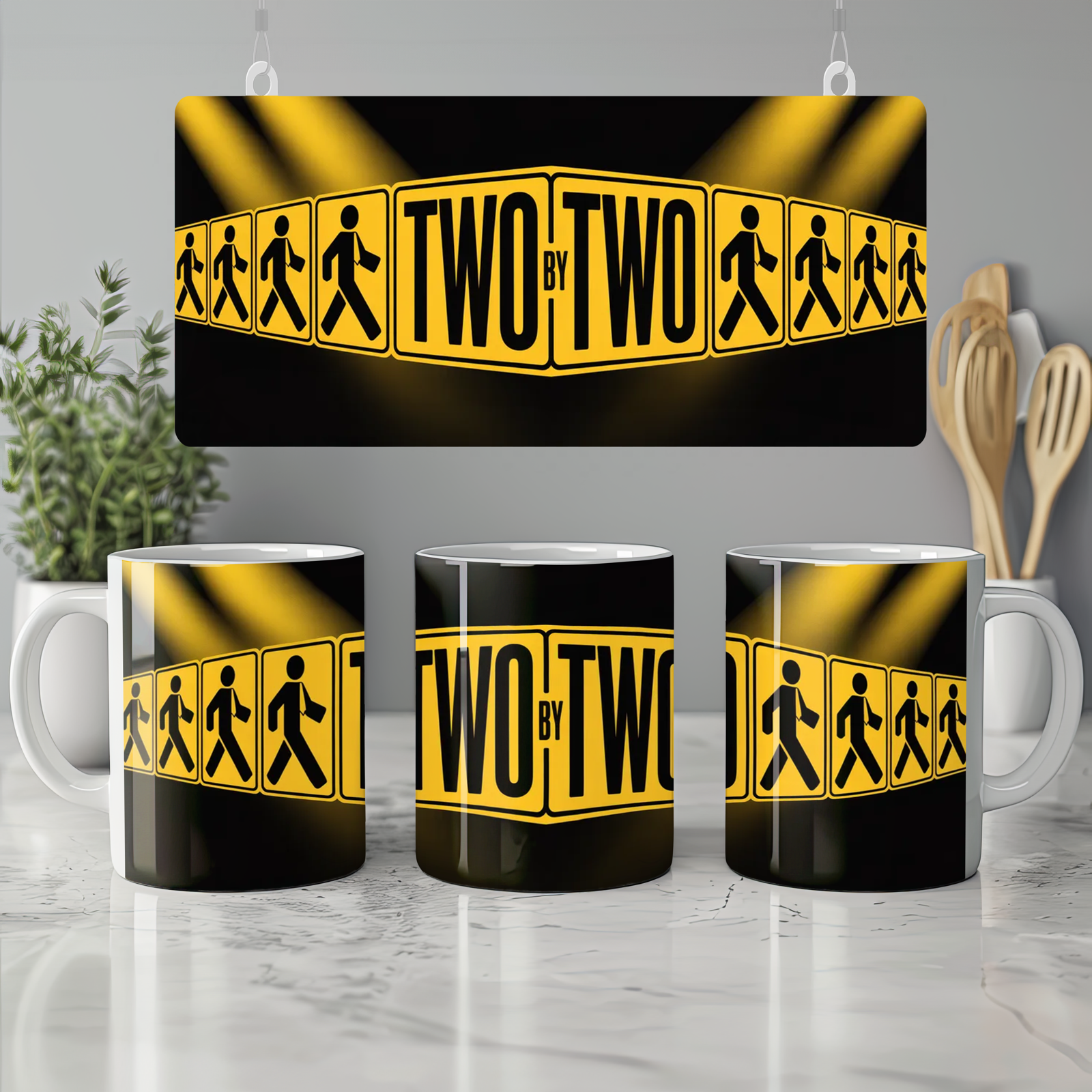 Book of Mormon Mug | Two by Two Musical Theatre Gift | Elder Crossing Design | Funny West End Present for Best Friend