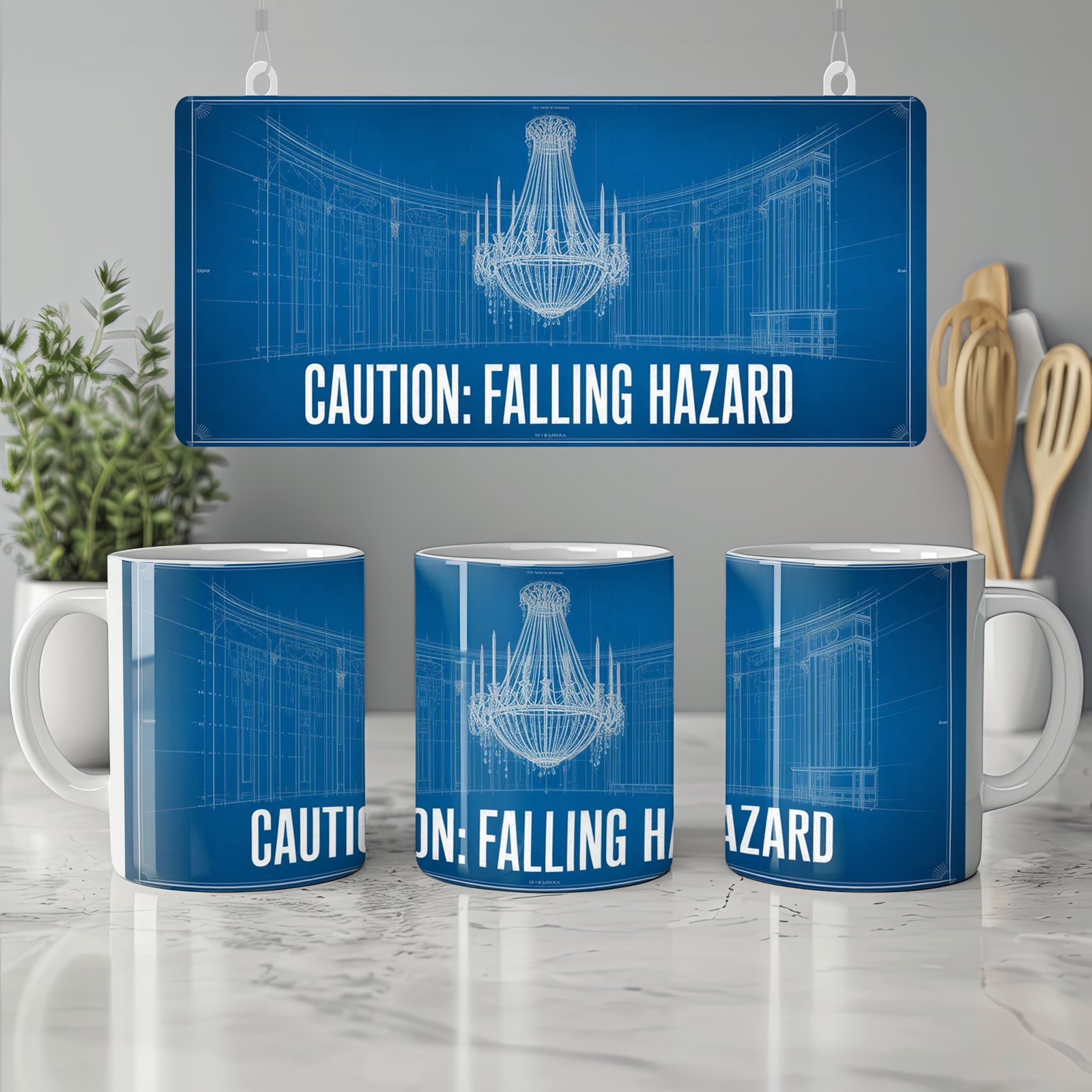 Phantom of the Opera Mug | Chandelier Blueprint Design | Musical Theatre Gift | West End Show Present