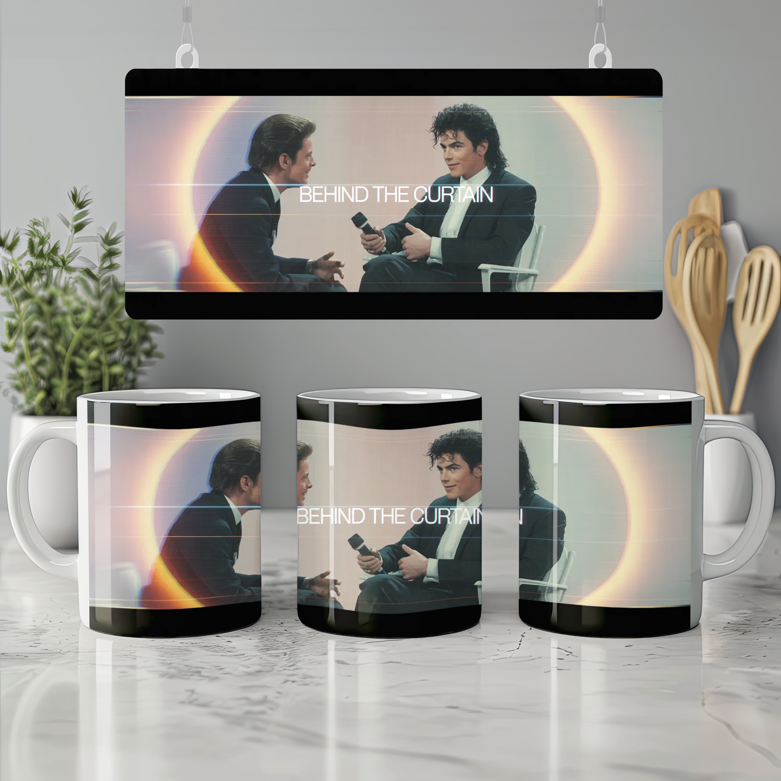 MJ the Musical Mug | Behind the Curtain Quote | Musical Theatre Gift | Retro VHS Style Present for Theatre Lovers