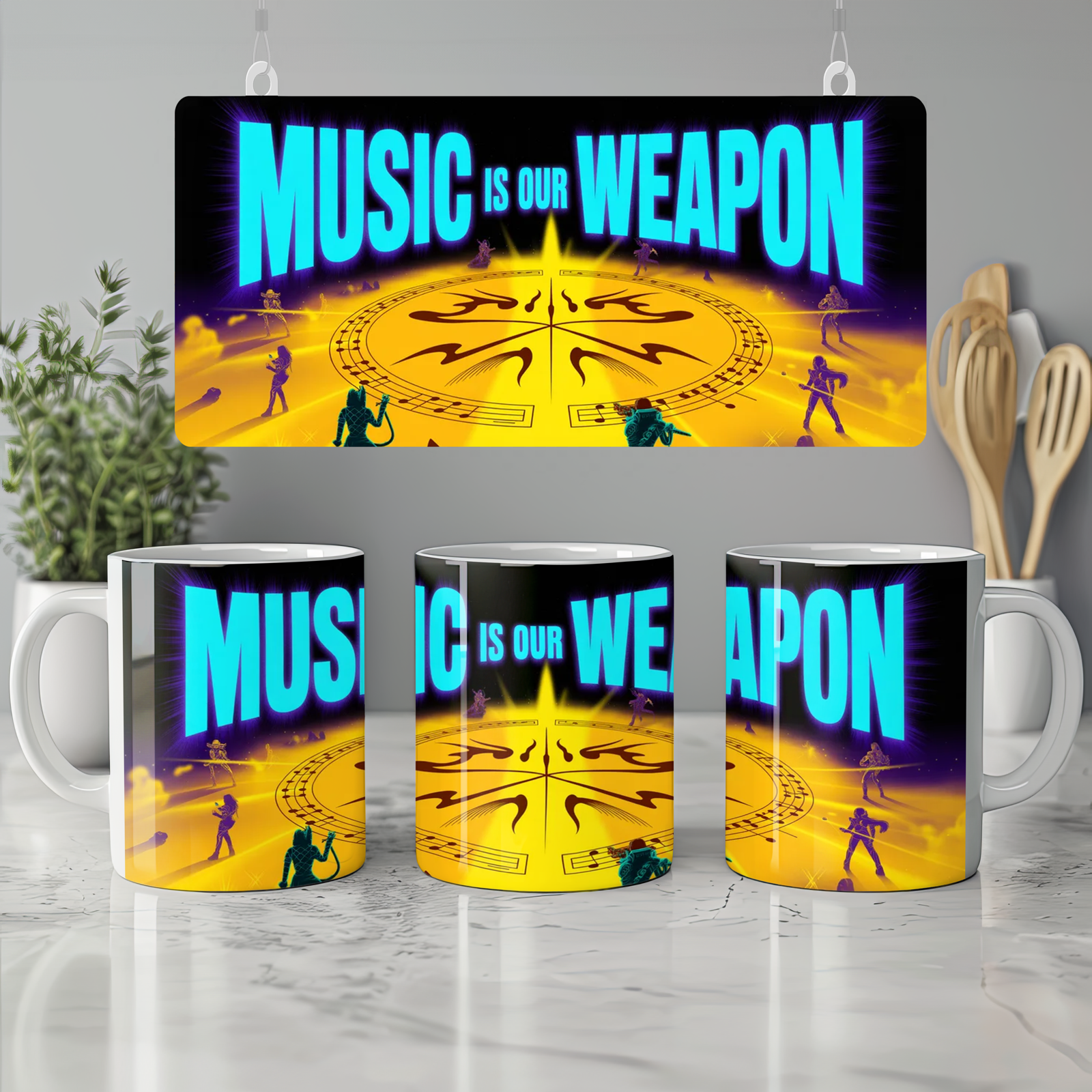 K-Pop Mug | Music Is Our Weapon Demon Hunter | Futuristic Music Lover Gift | Birthday Present for Best Friend