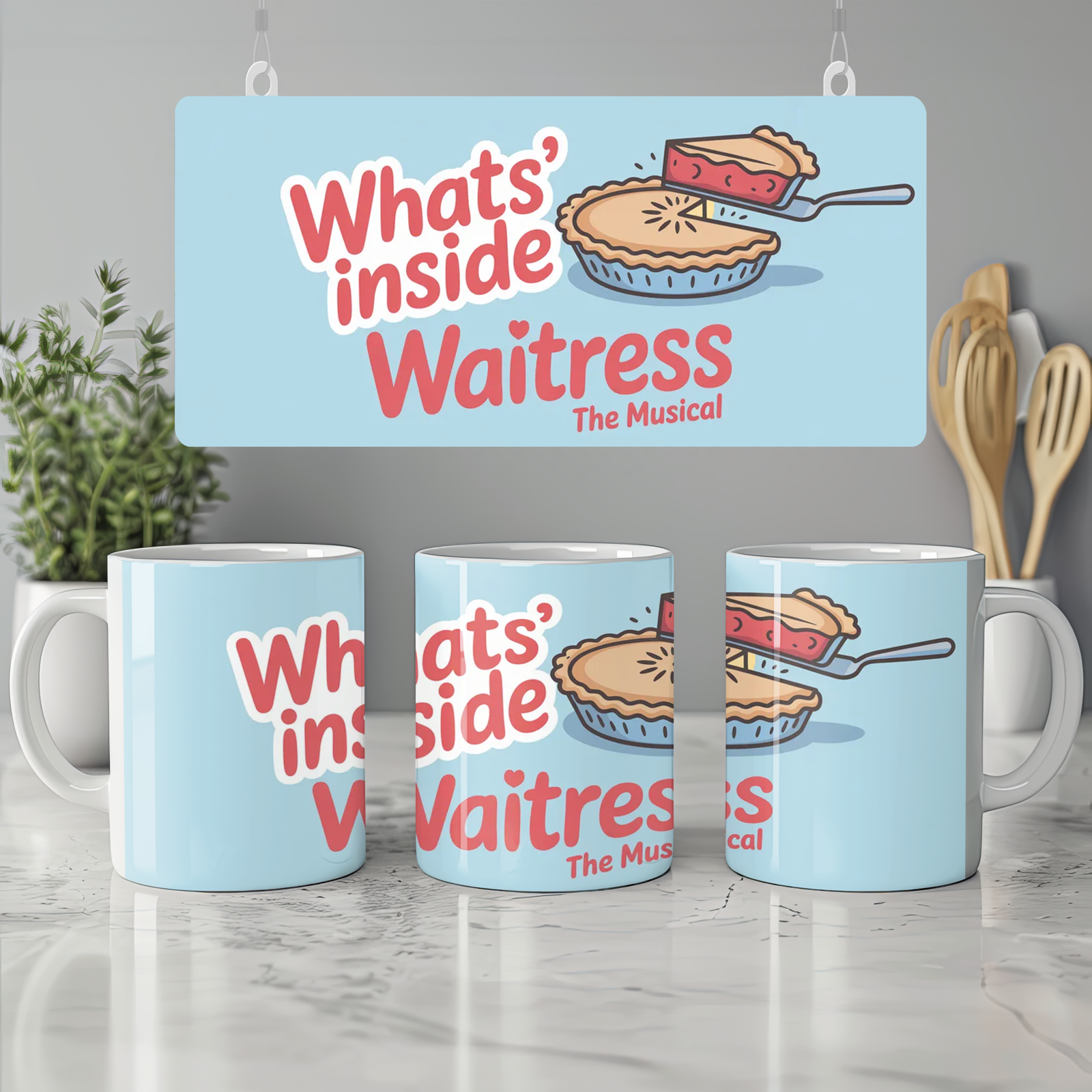 Waitress Musical Mug | What's Inside Pie Design | Theatre Lover Gift | Musical Theatre Present for Her
