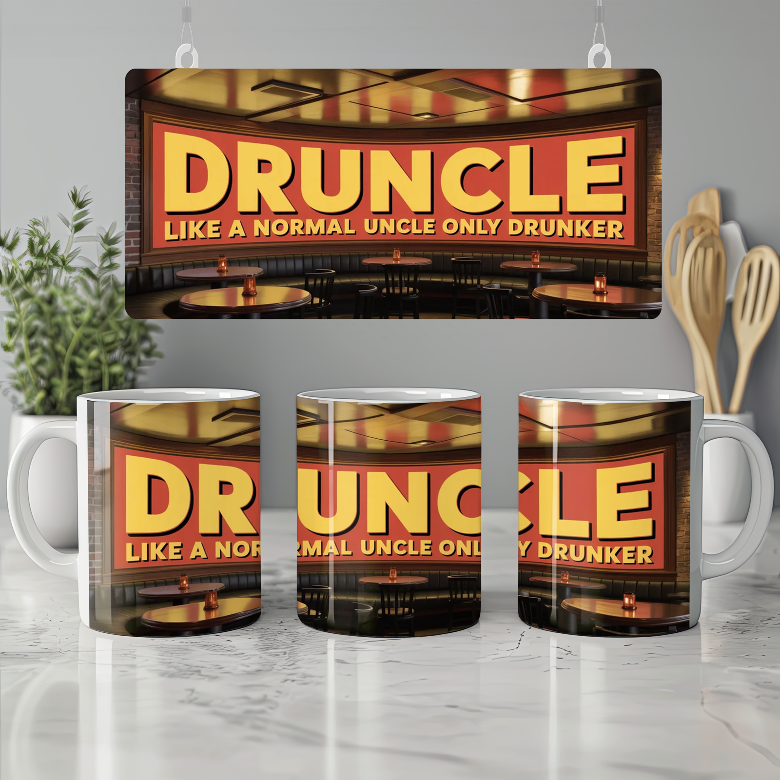 Drunkle Mug | Funny Uncle Gift | Pub Theme Beer Drinker Present | Uncle Birthday Christmas Gift for Him